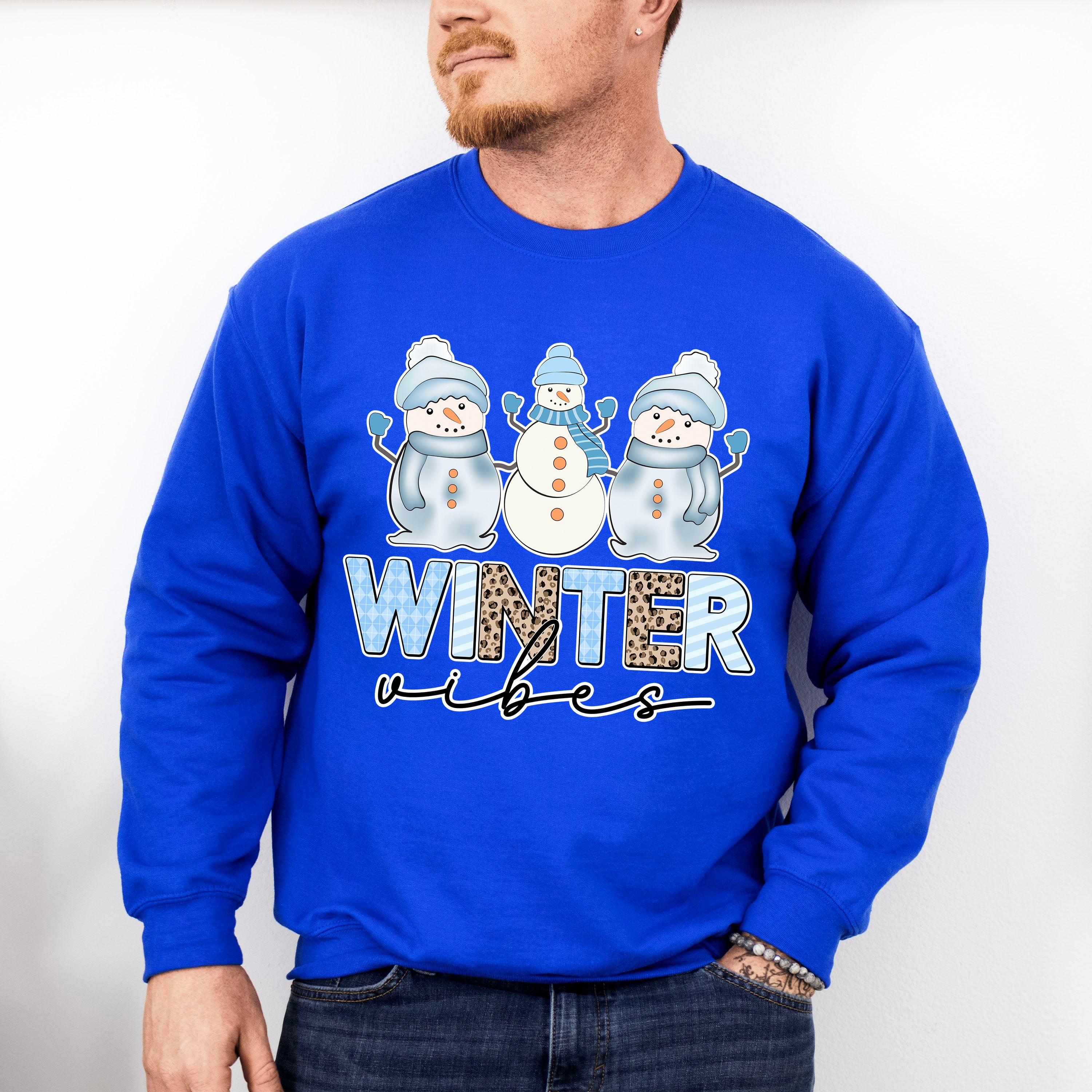 Winter Vibes Snowman Design - Winter Unisex Crewneck T-Shirt Sweatshirt Hoodie