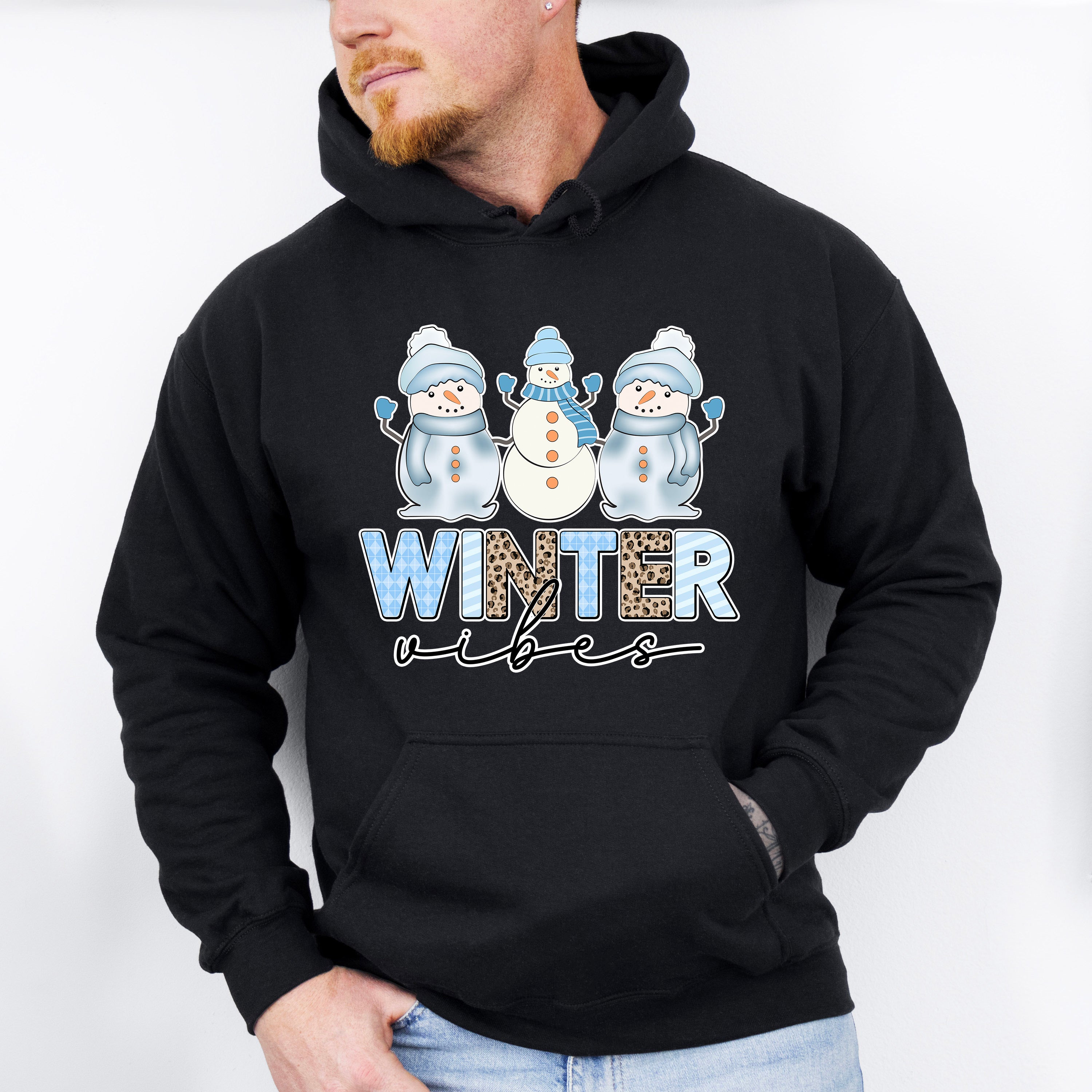Winter Vibes Snowman Design - Winter Unisex Crewneck T-Shirt Sweatshirt Hoodie