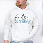 Hello Winter Cursive Design - Winter Unisex Crewneck T-Shirt Sweatshirt Hoodie