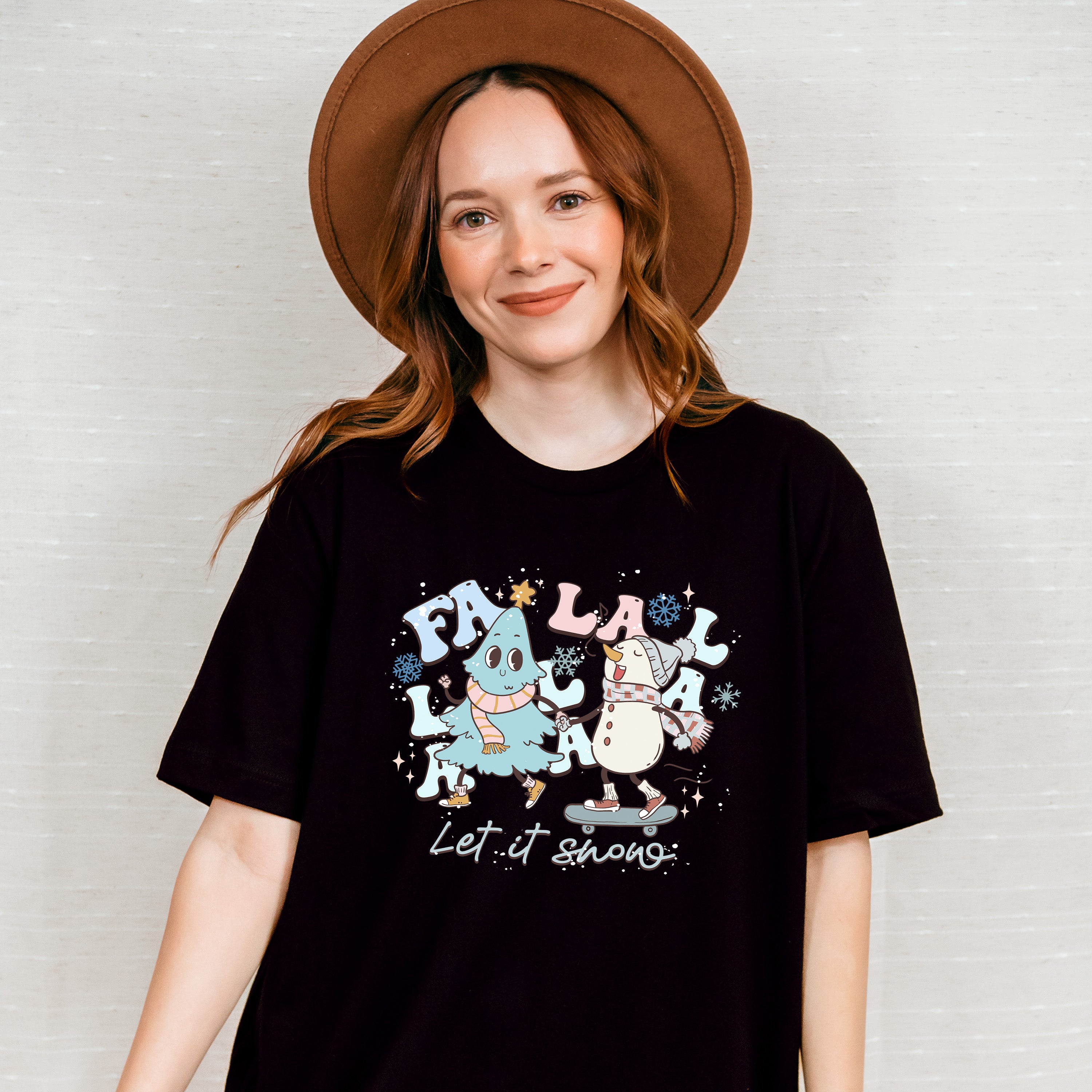 Snowman And Tree Design - Winter Unisex Crewneck T-Shirt Sweatshirt Hoodie