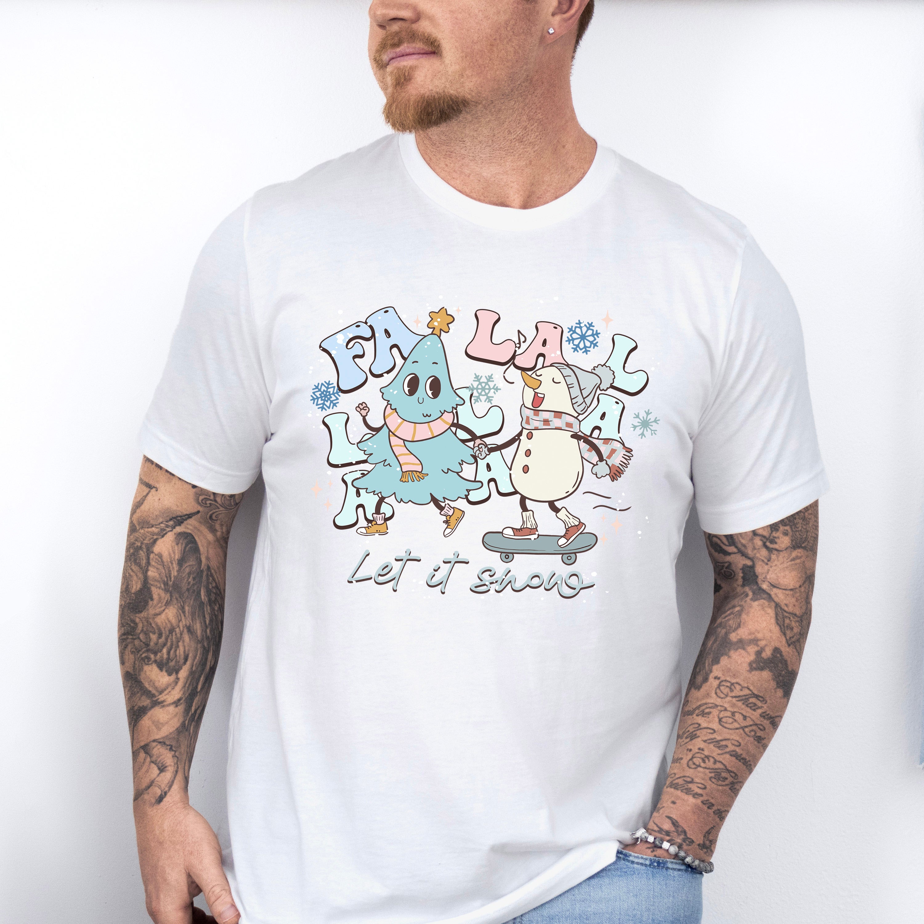 Snowman And Tree Design - Winter Unisex Crewneck T-Shirt Sweatshirt Hoodie