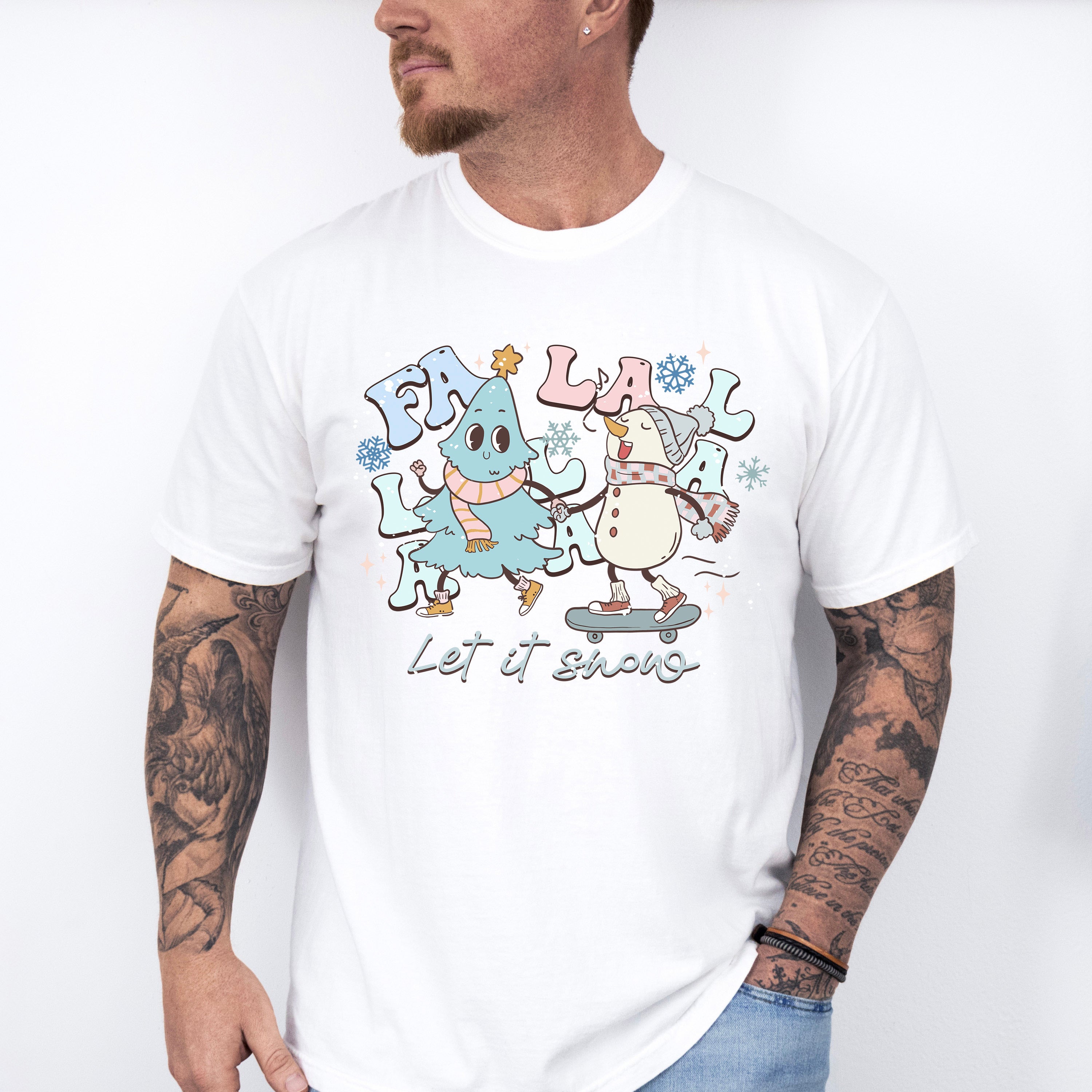 Snowman And Tree Design - Winter Unisex Crewneck T-Shirt Sweatshirt Hoodie