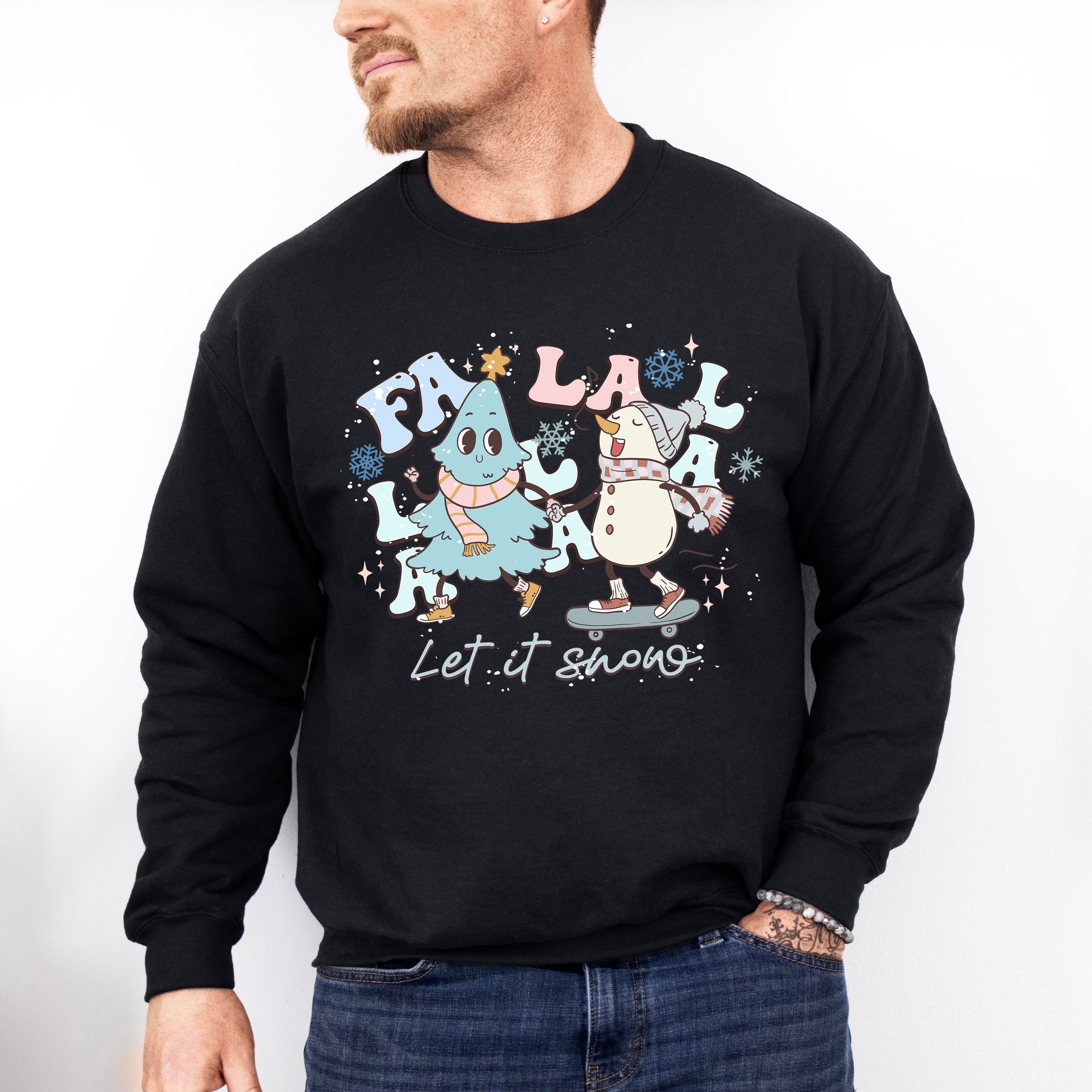 Snowman And Tree Design - Winter Unisex Crewneck T-Shirt Sweatshirt Hoodie