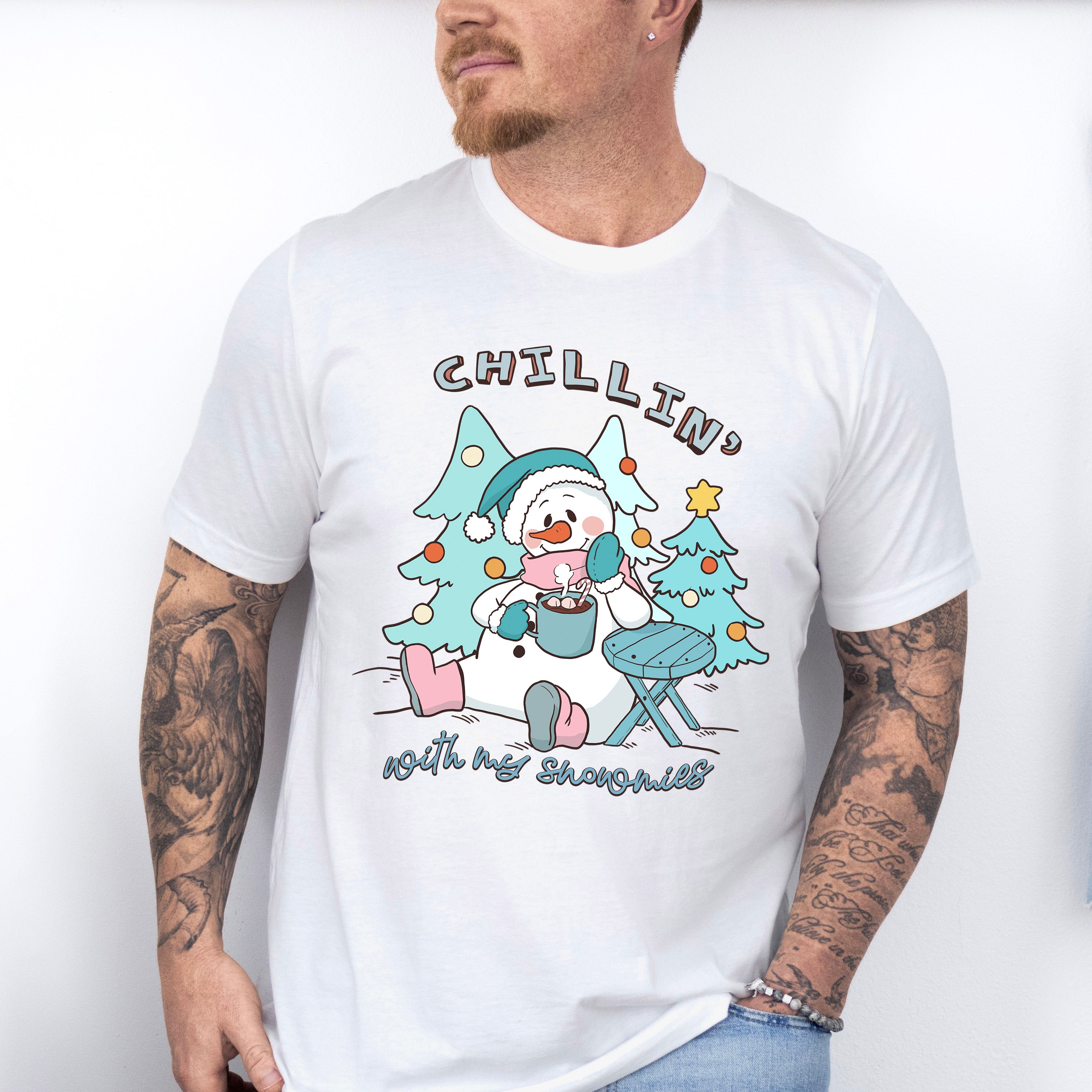 Snowman Chillin' Design - Winter Unisex Crewneck T-Shirt Sweatshirt Hoodie