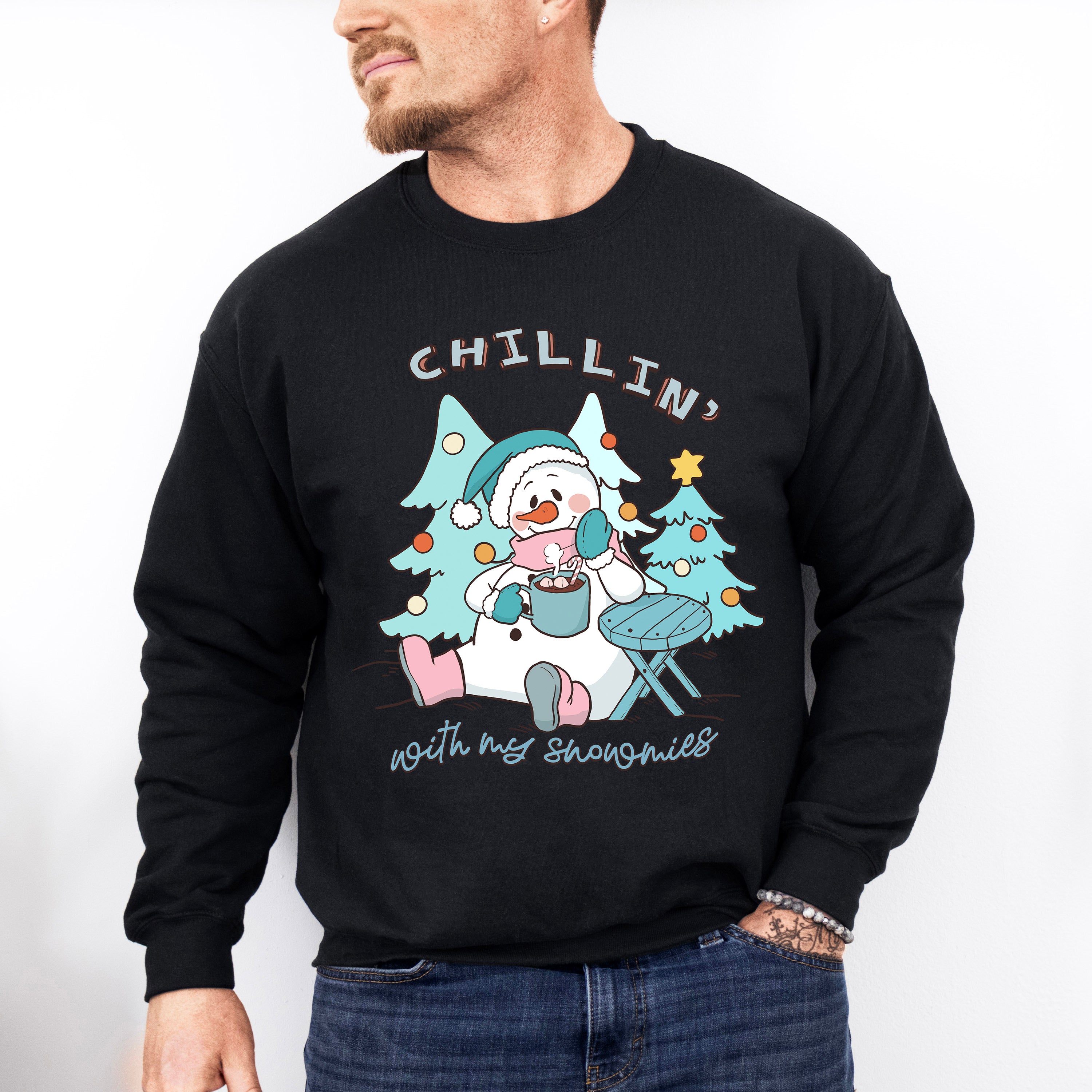 Snowman Chillin' Design - Winter Unisex Crewneck T-Shirt Sweatshirt Hoodie