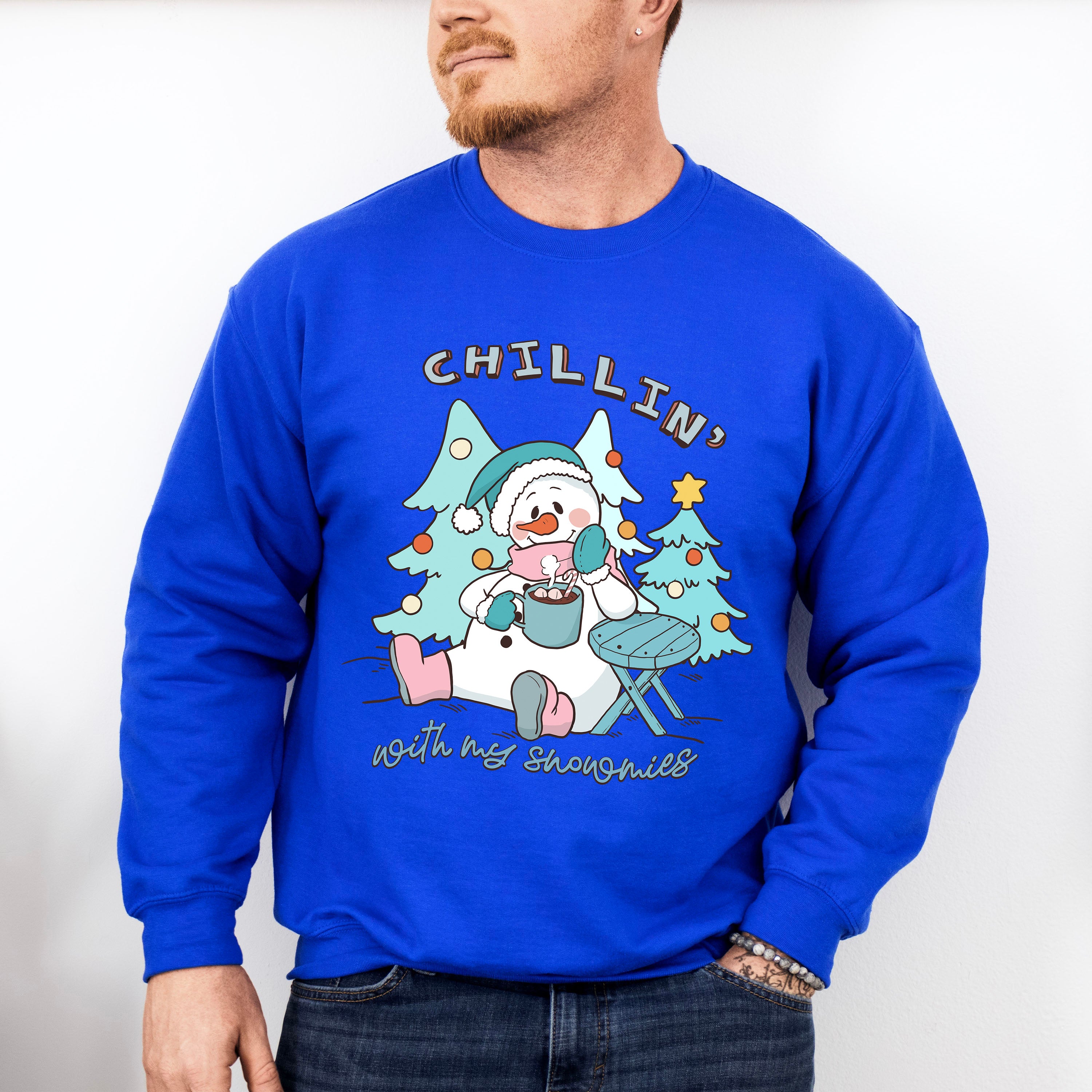 Snowman Chillin' Design - Winter Unisex Crewneck T-Shirt Sweatshirt Hoodie