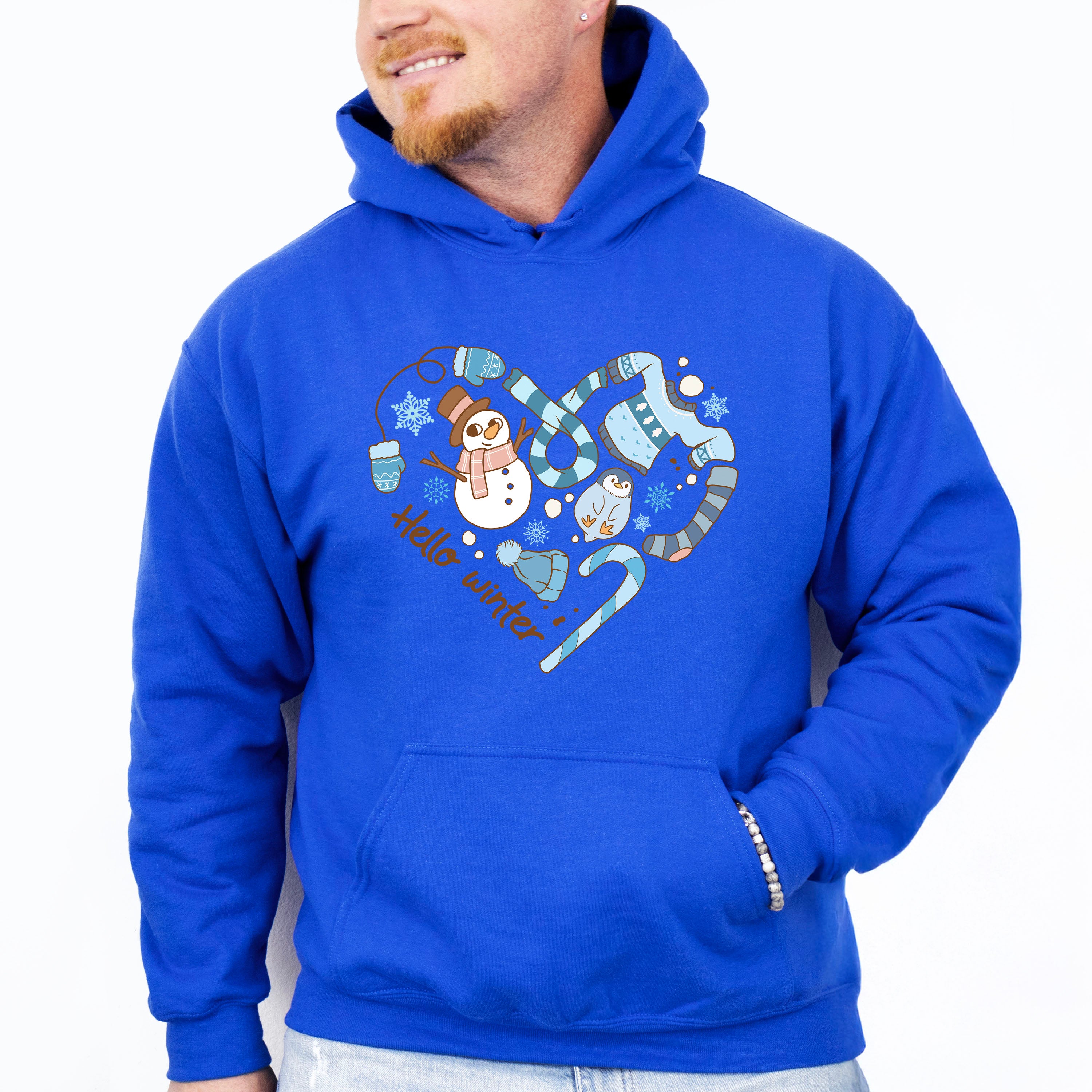 Hello Winter Heart Design - Winter Unisex Crewneck T-Shirt Sweatshirt Hoodie