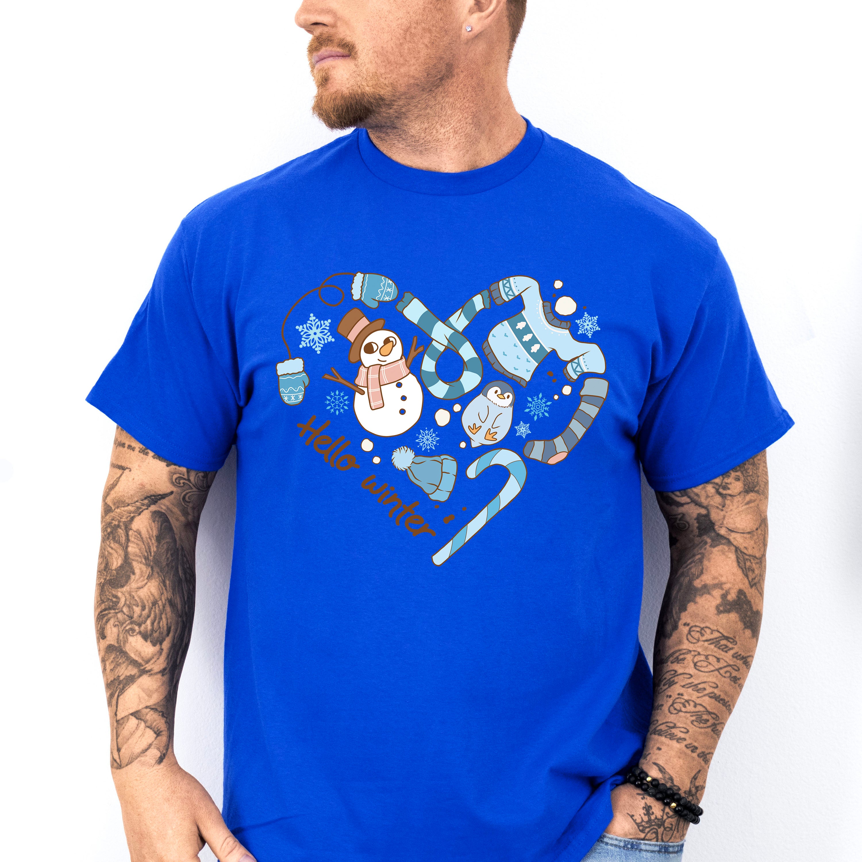 Hello Winter Heart Design - Winter Unisex Crewneck T-Shirt Sweatshirt Hoodie