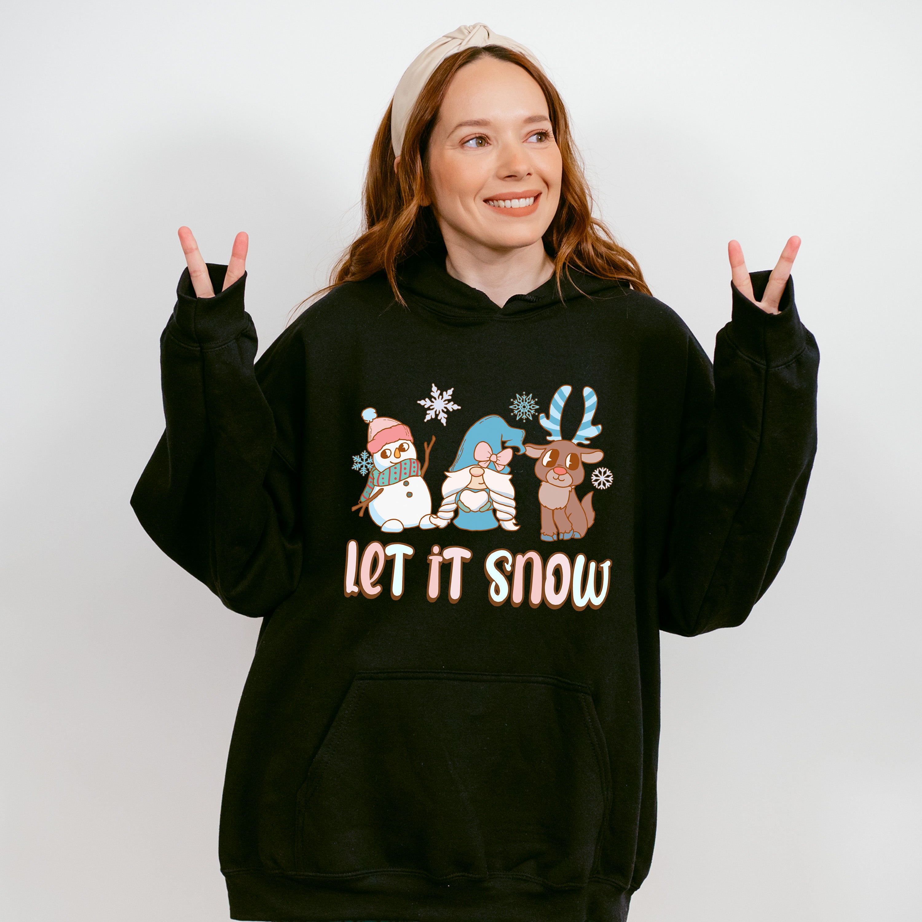 Let It Snow Reindeer Design - Winter Unisex Crewneck T-Shirt Sweatshirt Hoodie