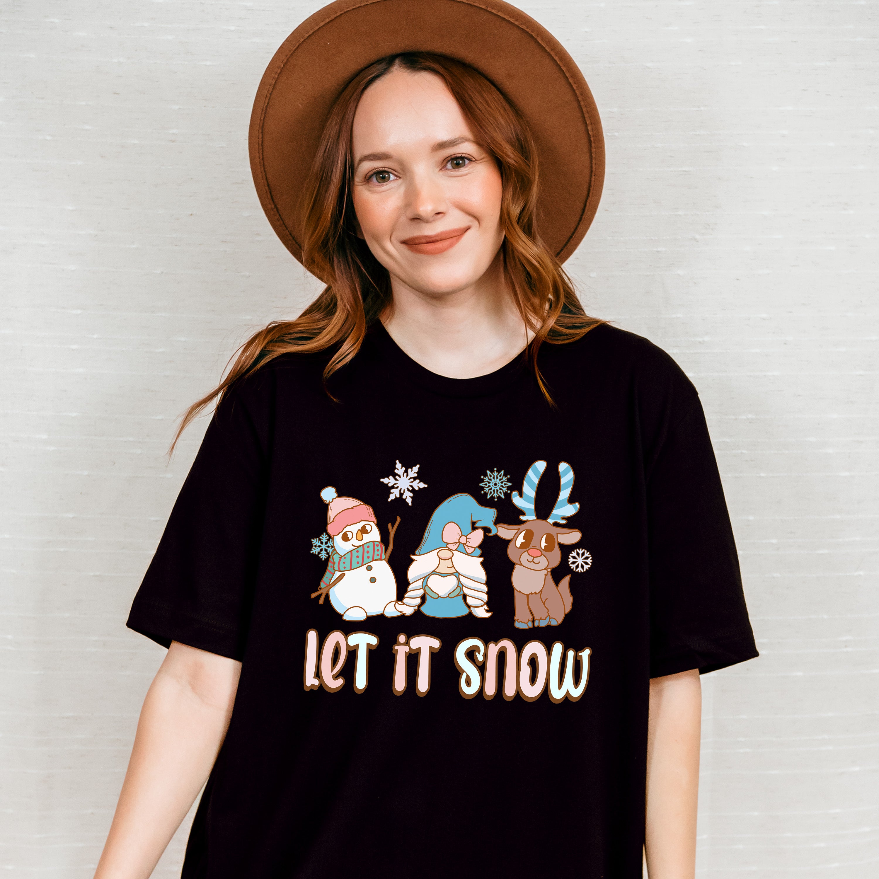 Let It Snow Reindeer Design - Winter Unisex Crewneck T-Shirt Sweatshirt Hoodie