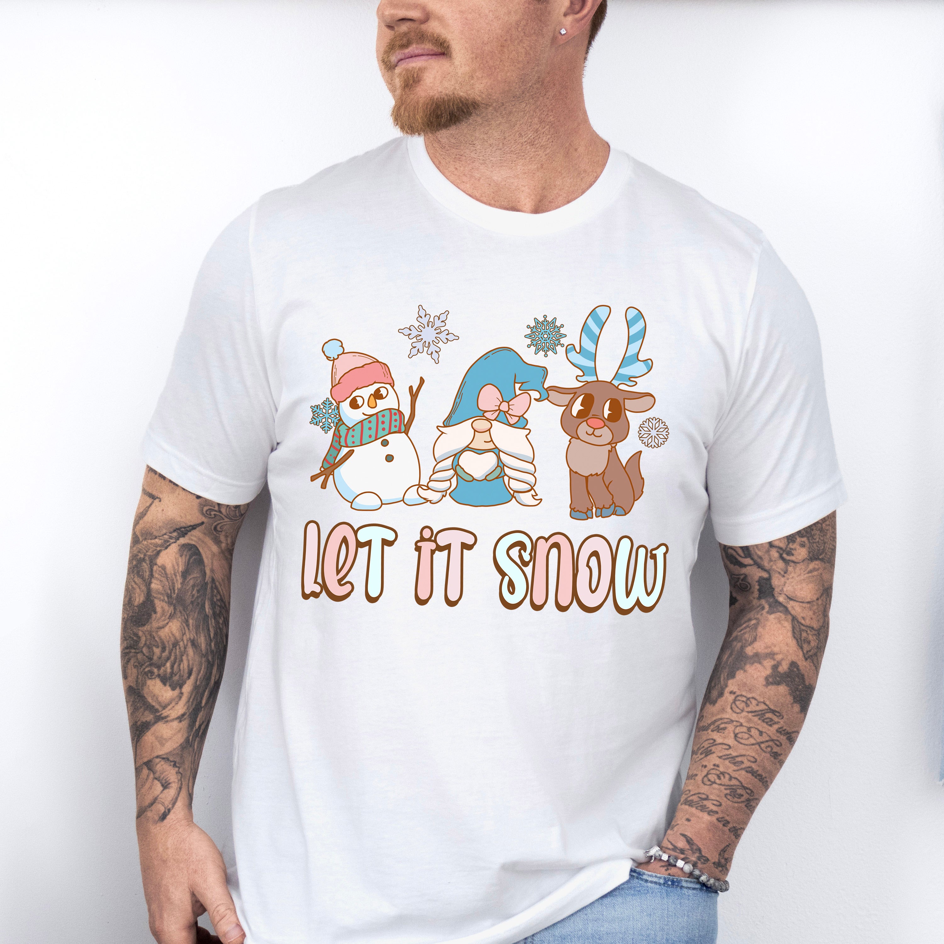 Let It Snow Reindeer Design - Winter Unisex Crewneck T-Shirt Sweatshirt Hoodie