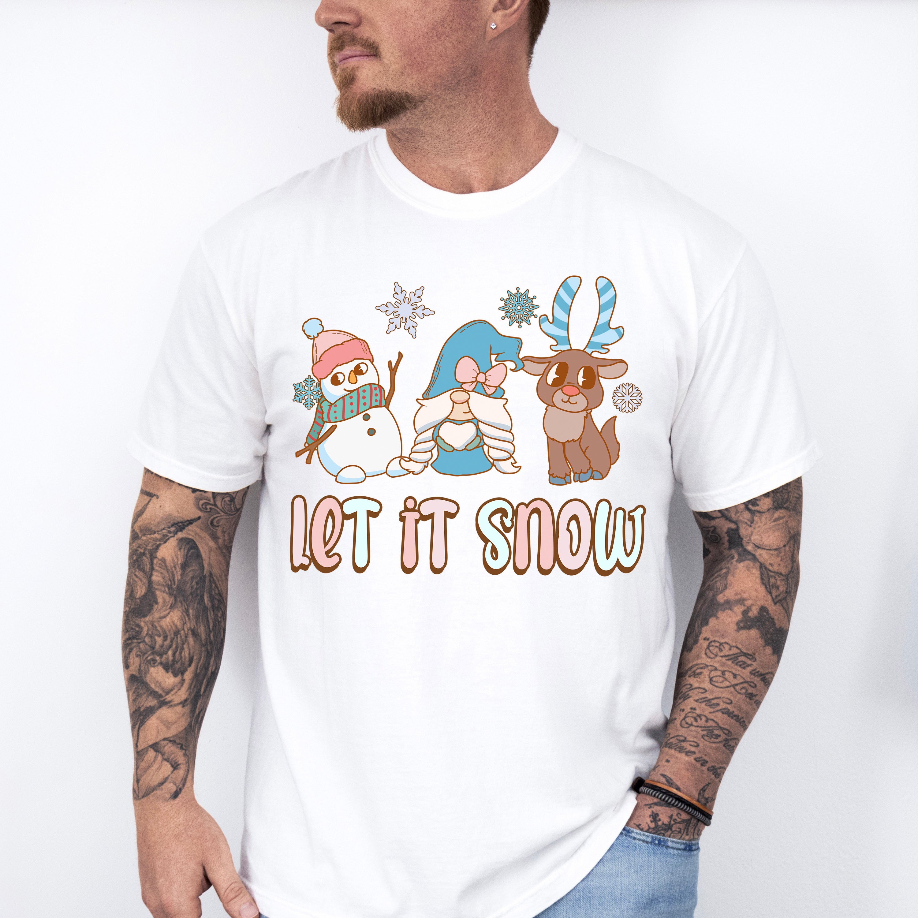 Let It Snow Reindeer Design - Winter Unisex Crewneck T-Shirt Sweatshirt Hoodie
