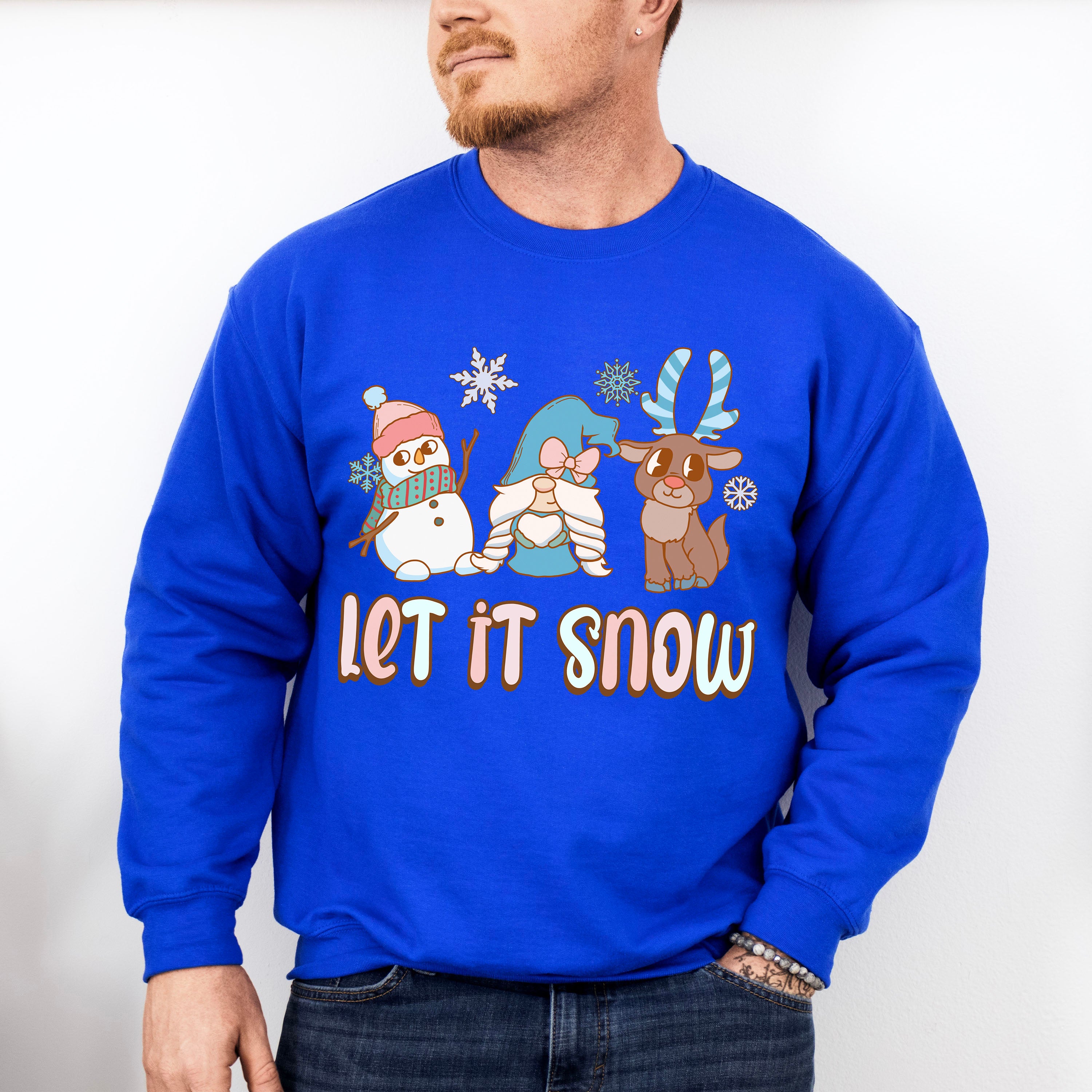 Let It Snow Reindeer Design - Winter Unisex Crewneck T-Shirt Sweatshirt Hoodie