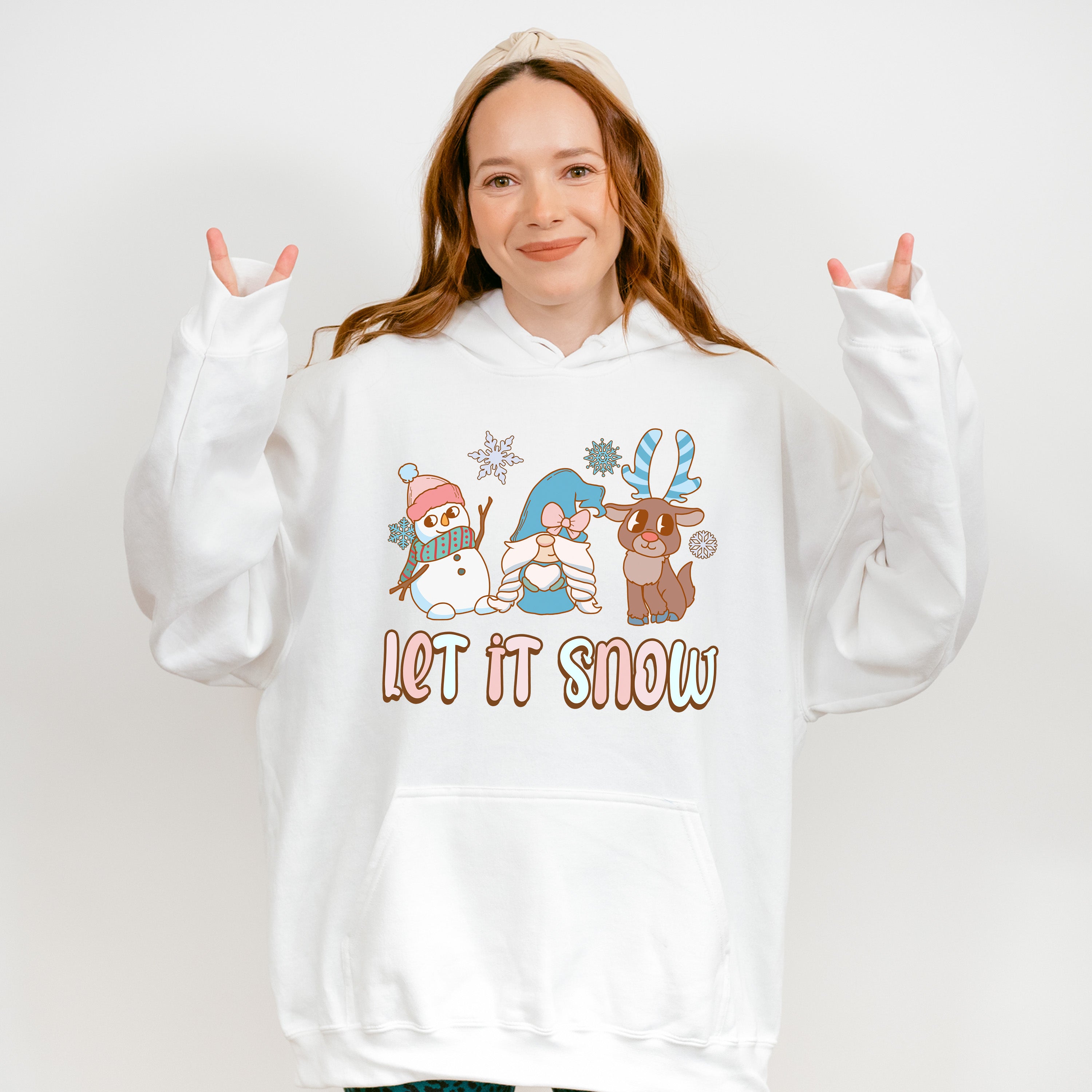 Let It Snow Reindeer Design - Winter Unisex Crewneck T-Shirt Sweatshirt Hoodie