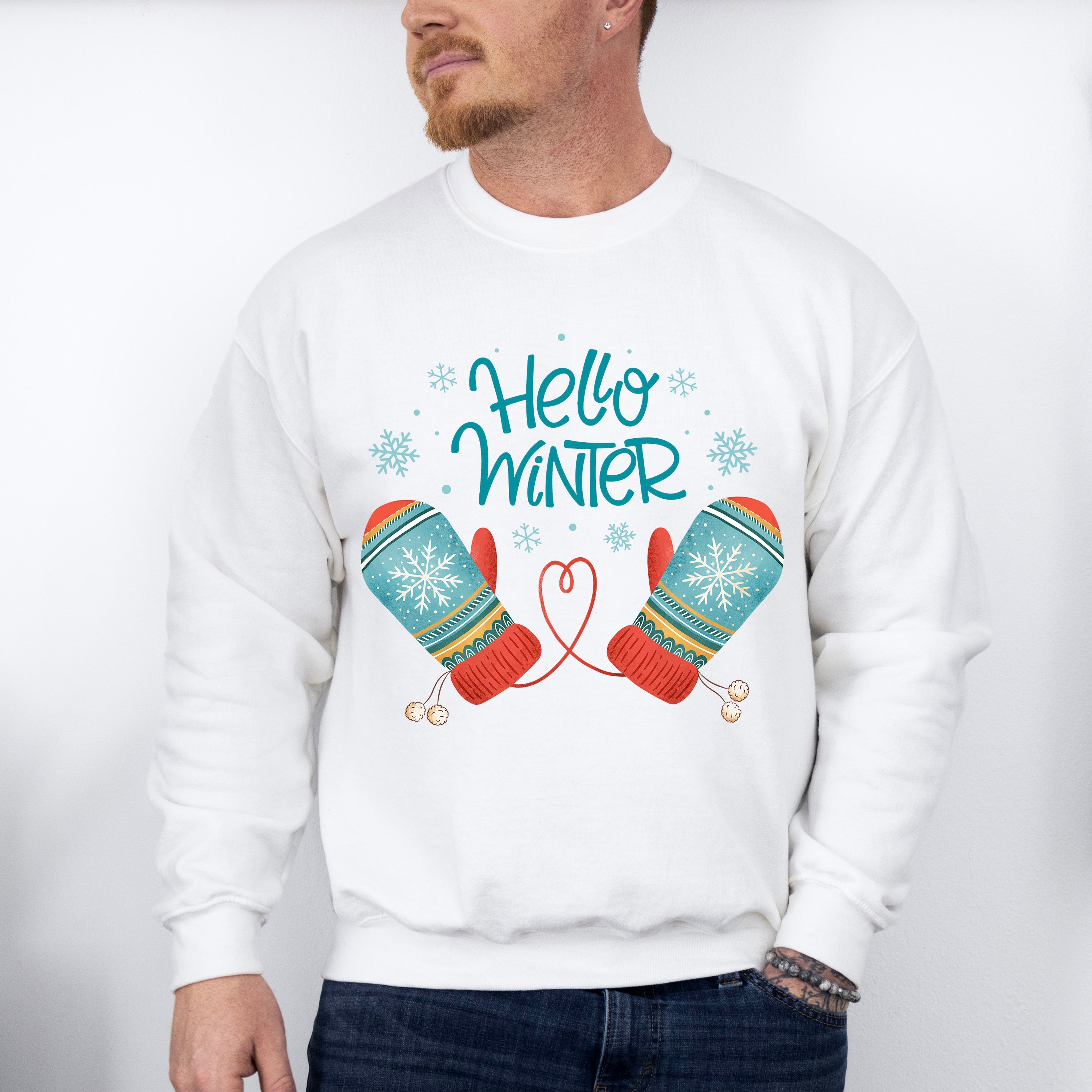 Hello Winter Mittens - Winter Unisex Crewneck T-Shirt Sweatshirt Hoodie