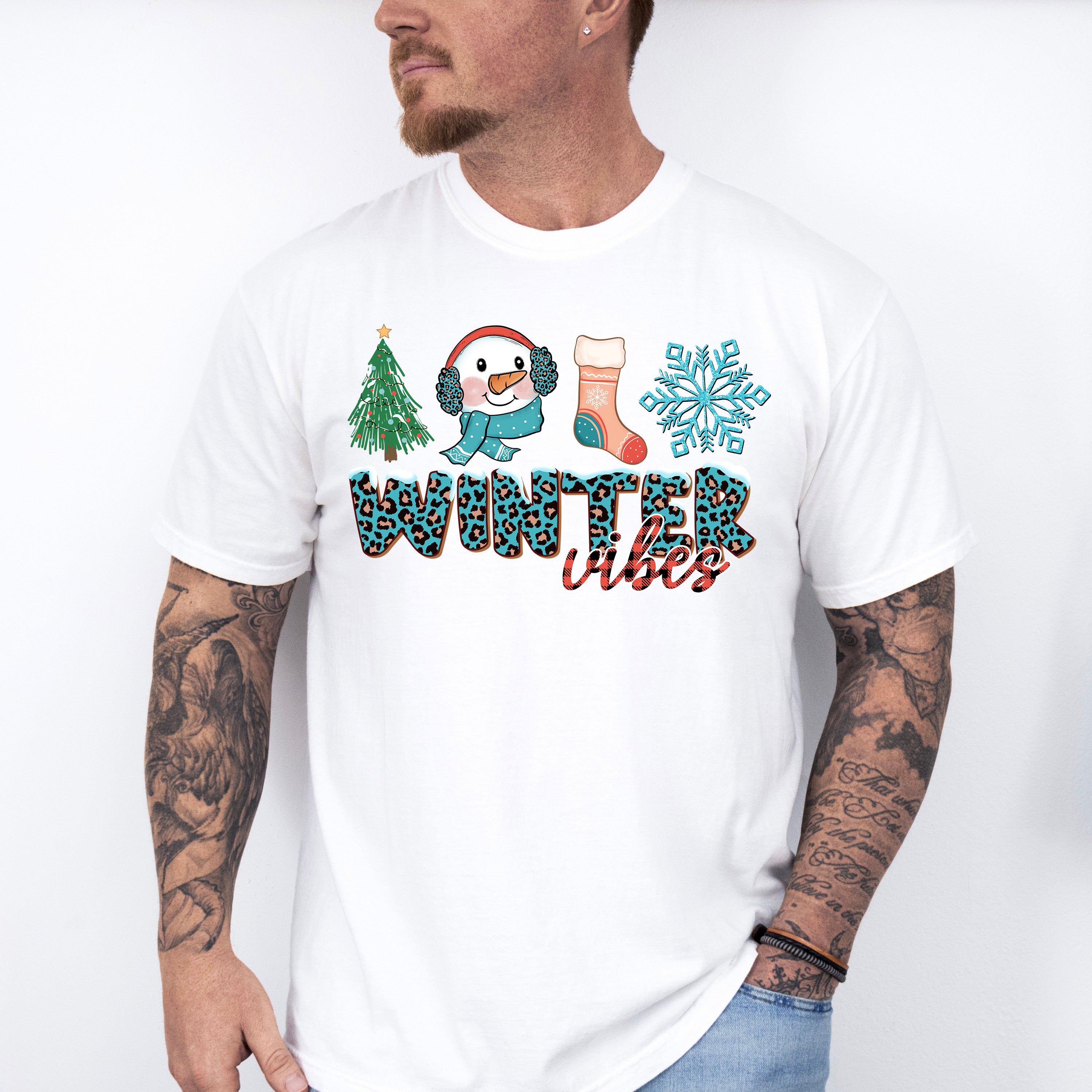 Winter Vibes Blue Design - Winter Unisex Crewneck T-Shirt Sweatshirt Hoodie