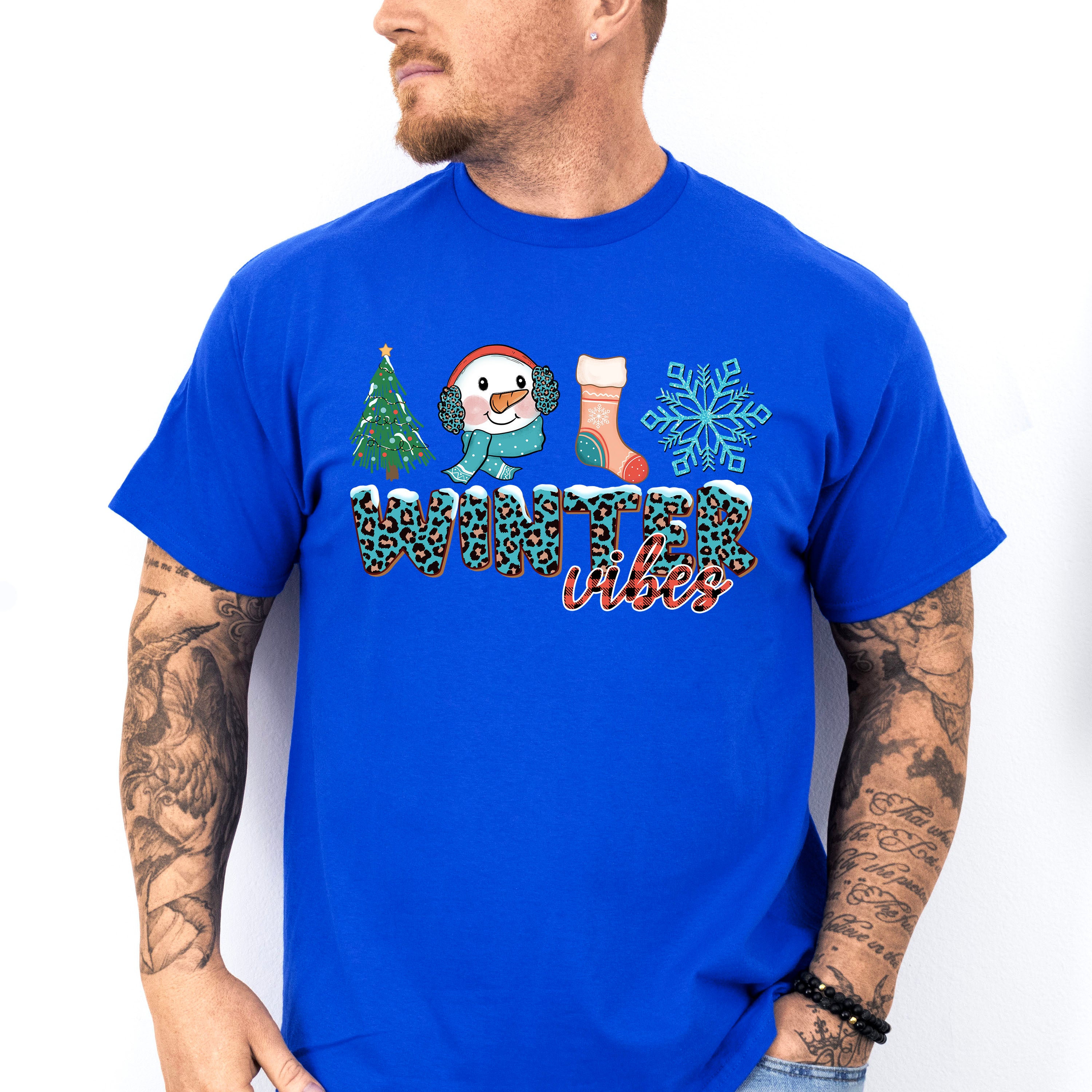 Winter Vibes Blue Design - Winter Unisex Crewneck T-Shirt Sweatshirt Hoodie