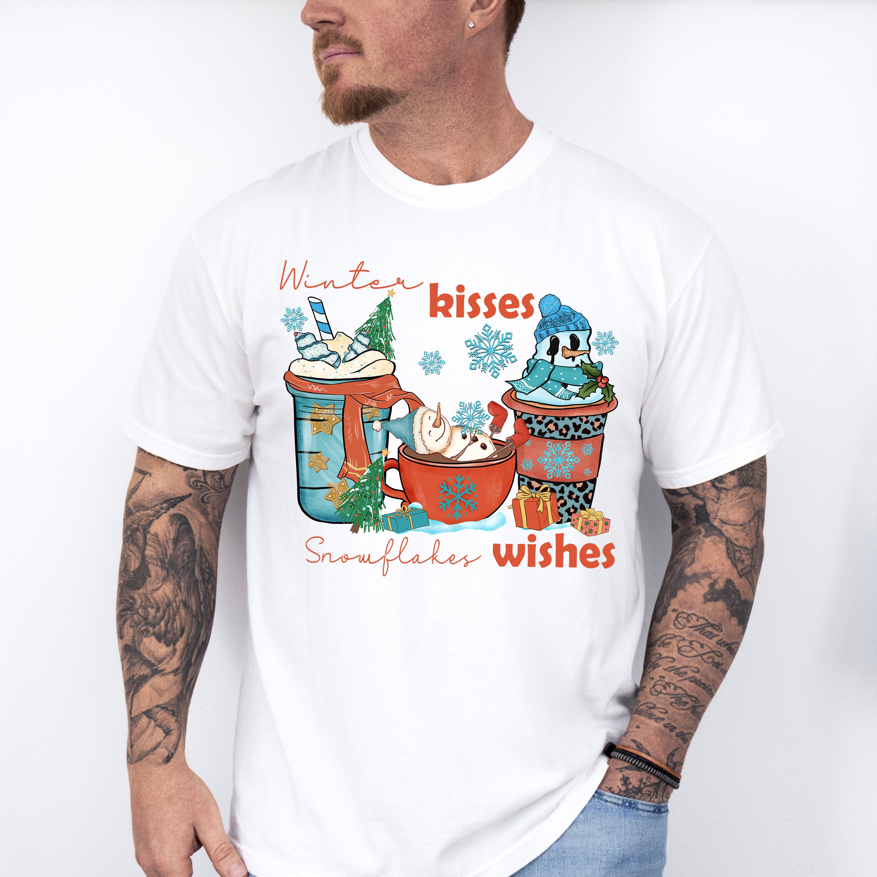 Winter Kisses Snowflakes Wishes - Winter Unisex Crewneck T-Shirt Sweatshirt Hoodie