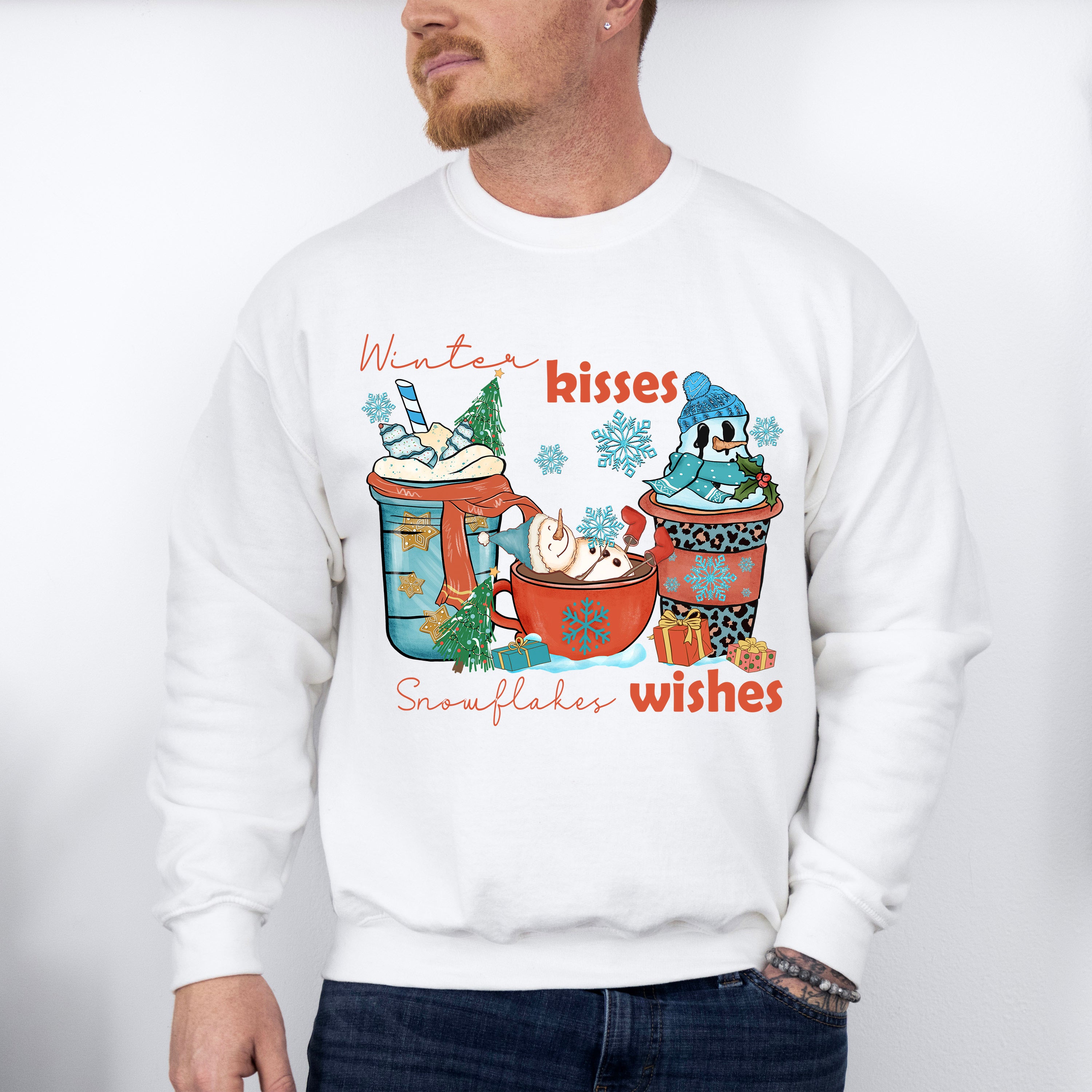 Winter Kisses Snowflakes Wishes - Winter Unisex Crewneck T-Shirt Sweatshirt Hoodie
