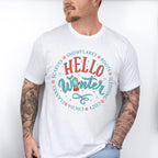 Hello Winter Mitten Design - Winter Unisex Crewneck T-Shirt Sweatshirt Hoodie