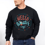 Hello Winter Mitten Design - Winter Unisex Crewneck T-Shirt Sweatshirt Hoodie
