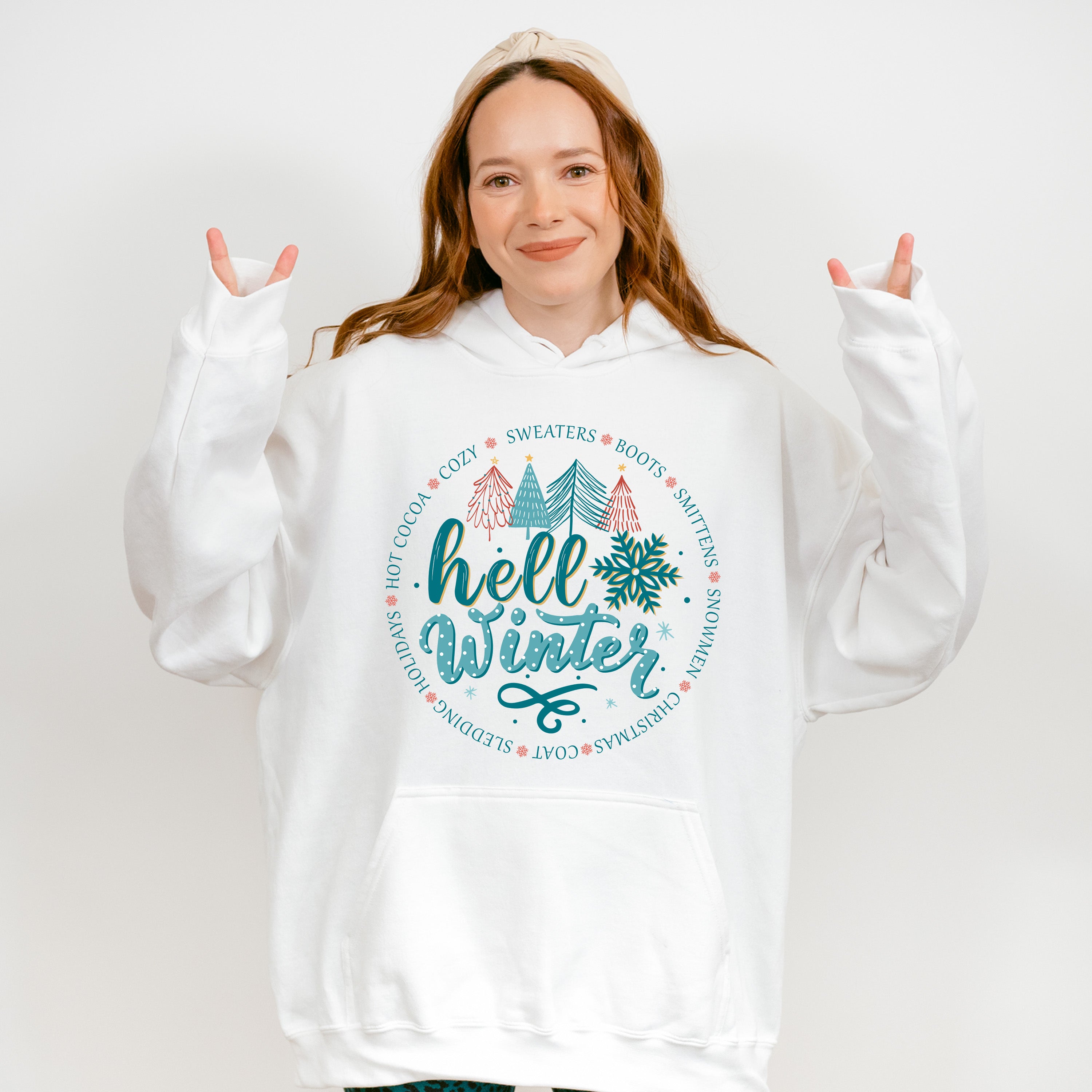 Hello Winter Tree Design - Winter Unisex Crewneck T-Shirt Sweatshirt Hoodie