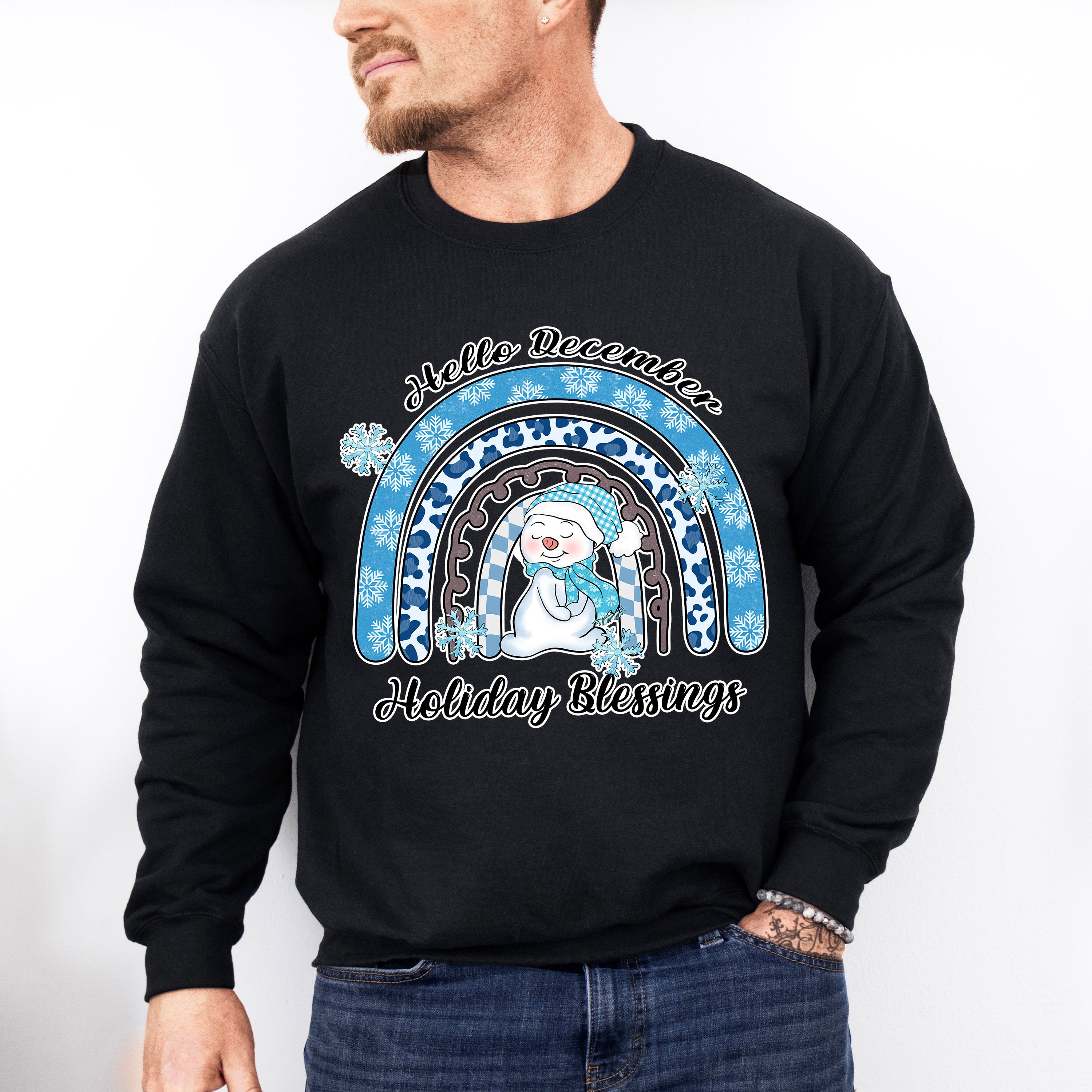 Hello December Holiday Blessings - Winter Unisex Crewneck T-Shirt Sweatshirt Hoodie