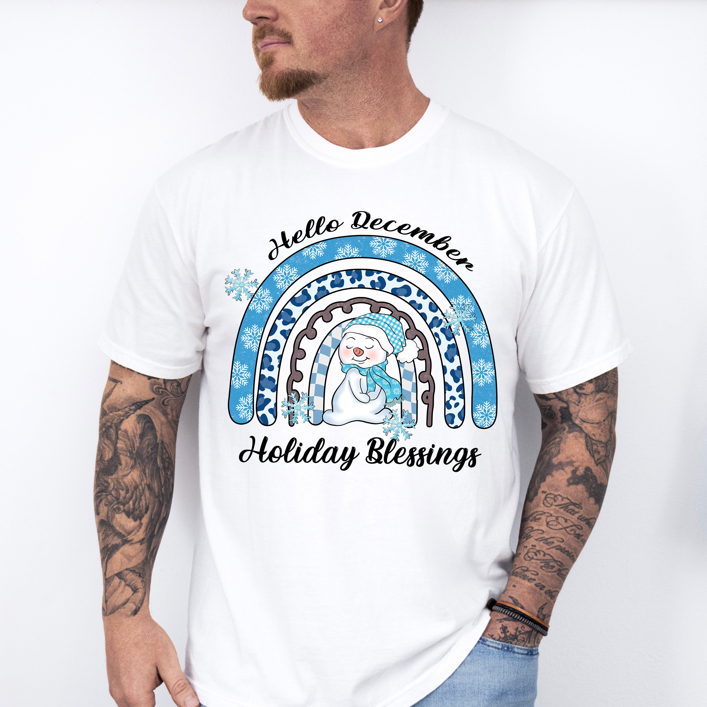 Hello December Holiday Blessings - Winter Unisex Crewneck T-Shirt Sweatshirt Hoodie