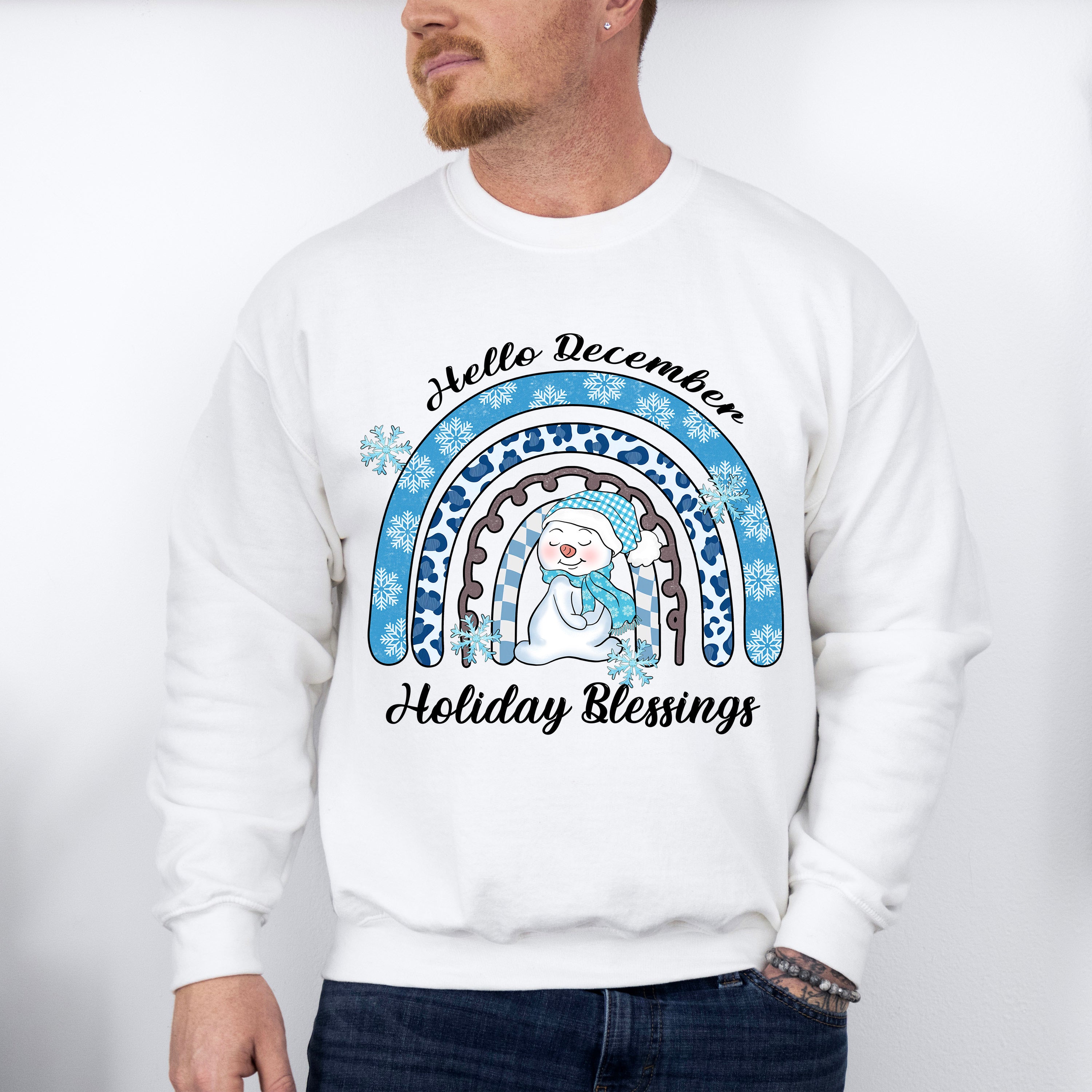 Hello December Holiday Blessings - Winter Unisex Crewneck T-Shirt Sweatshirt Hoodie