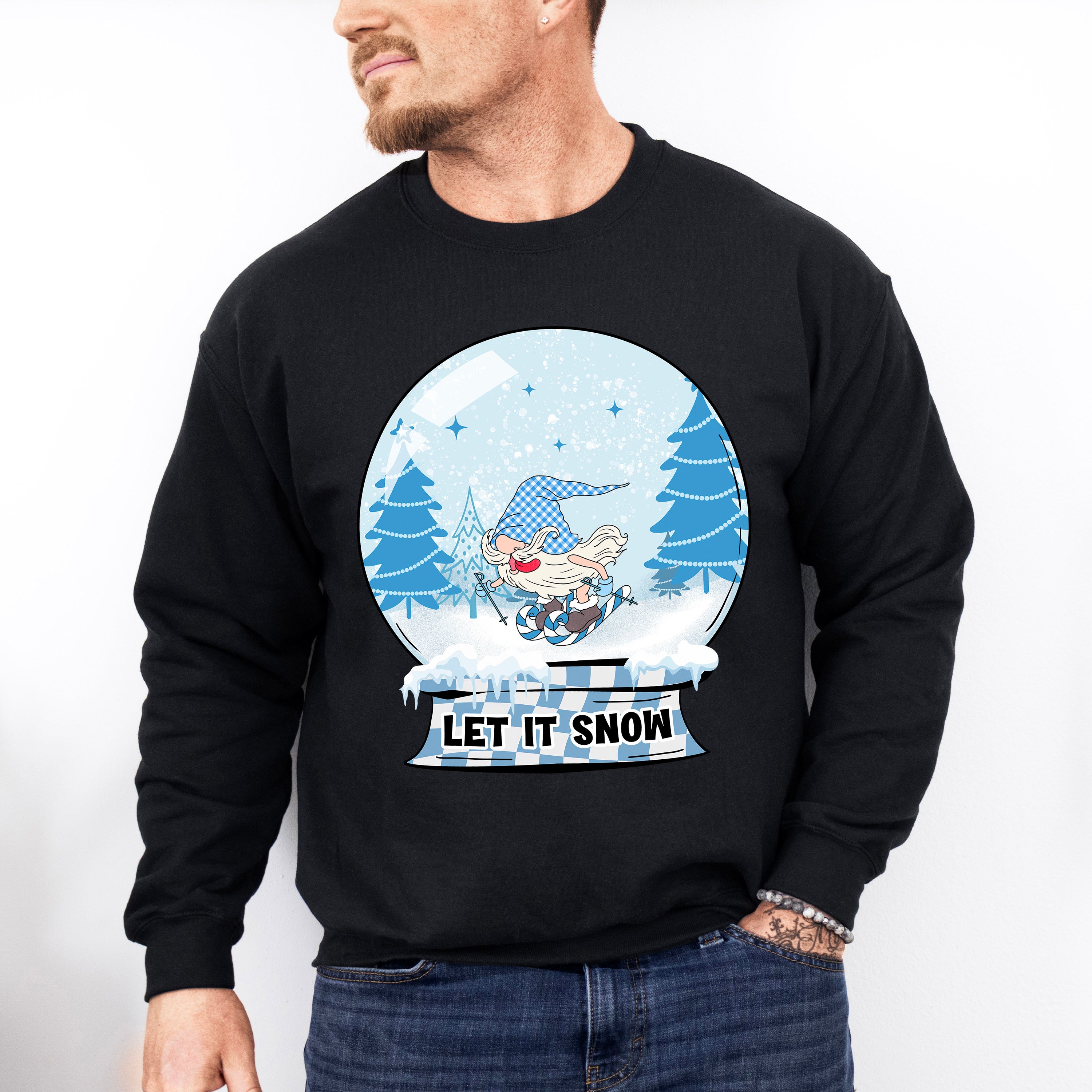 Let It Snow Snowglobe Design - Winter Unisex Crewneck T-Shirt Sweatshirt Hoodie