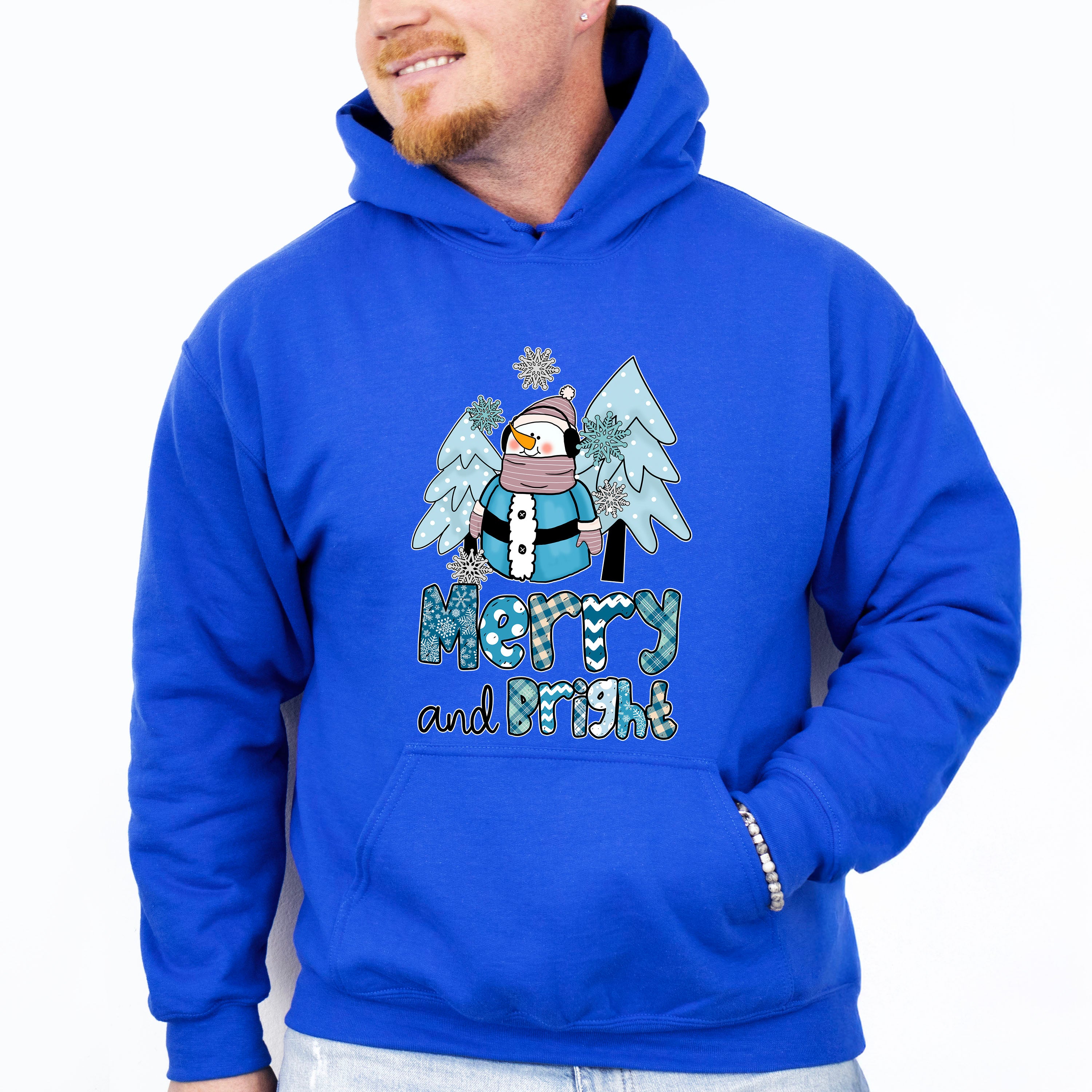 Merry And Bright Snowman Design - Winter Unisex Crewneck T-Shirt Sweatshirt Hoodie