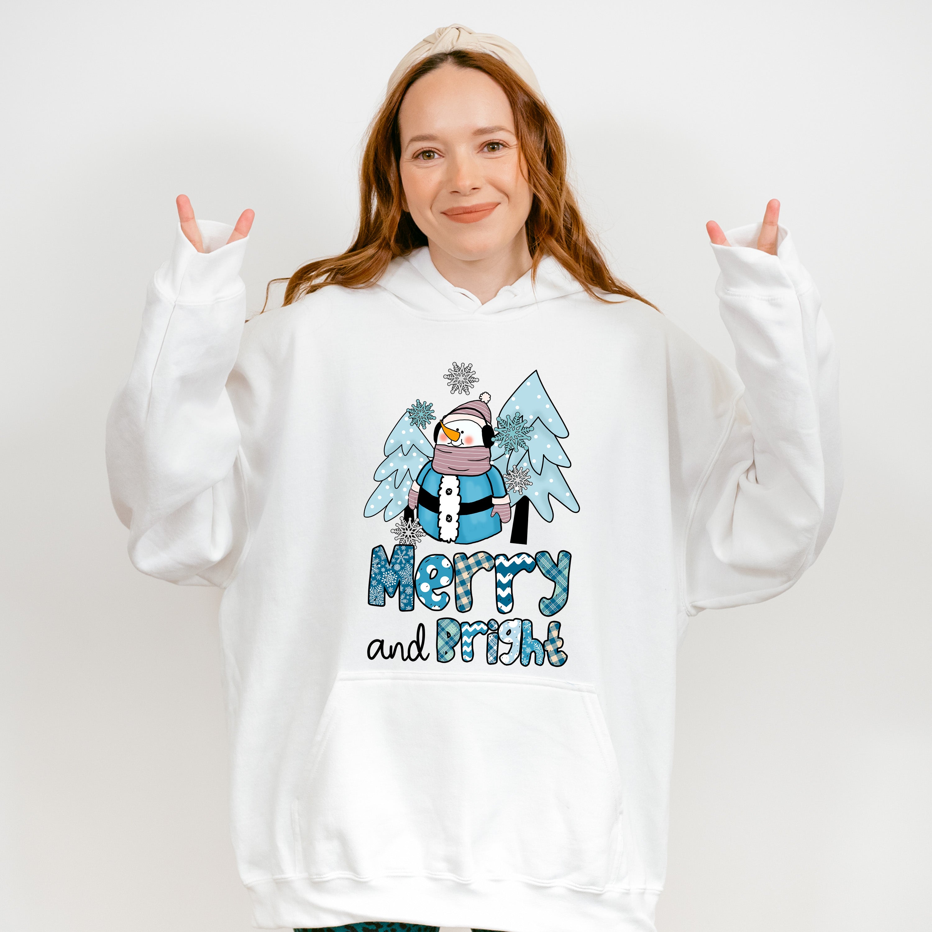 Merry And Bright Snowman Design - Winter Unisex Crewneck T-Shirt Sweatshirt Hoodie