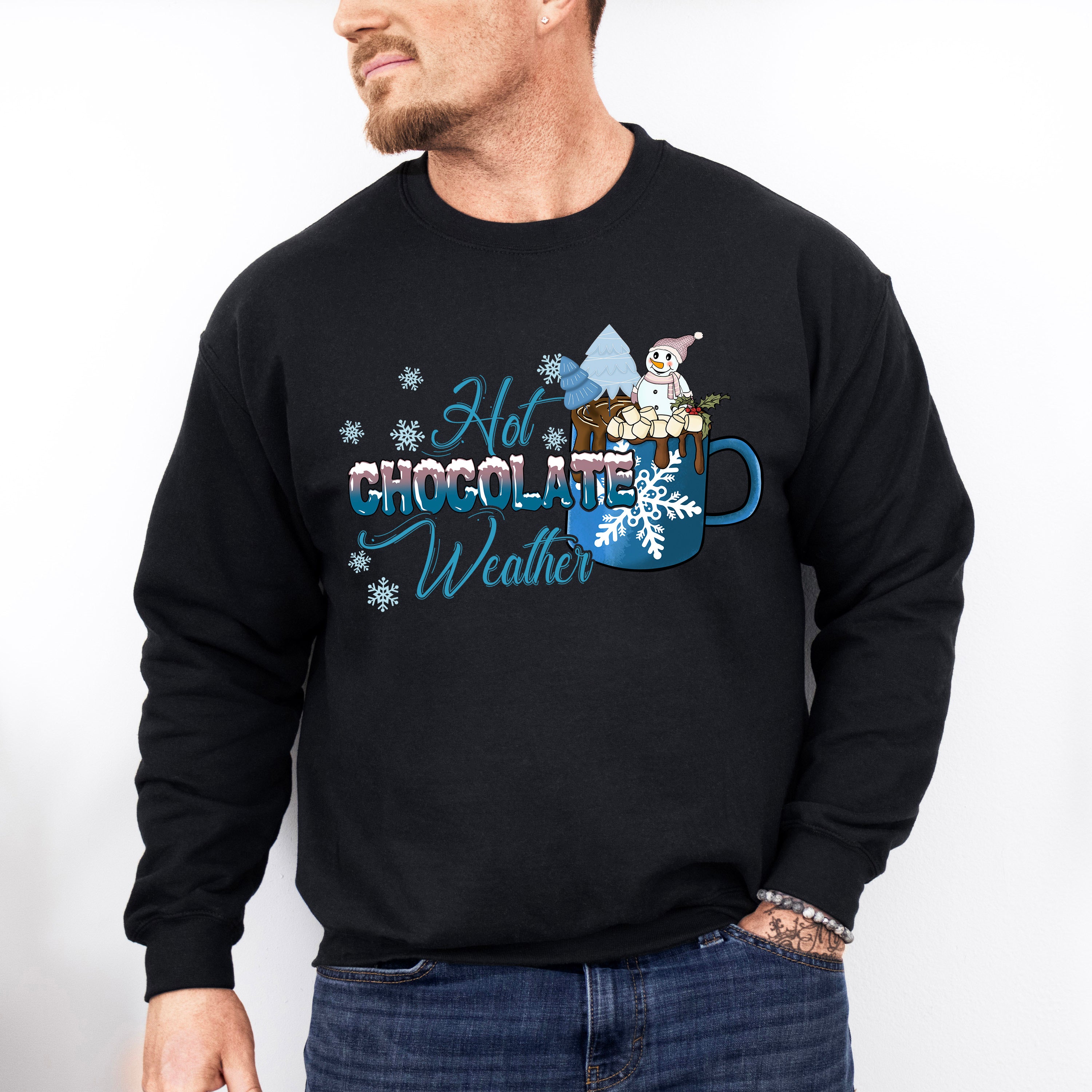 Hot Chocolate Weather Cup Design - Winter Unisex Crewneck T-Shirt Sweatshirt Hoodie