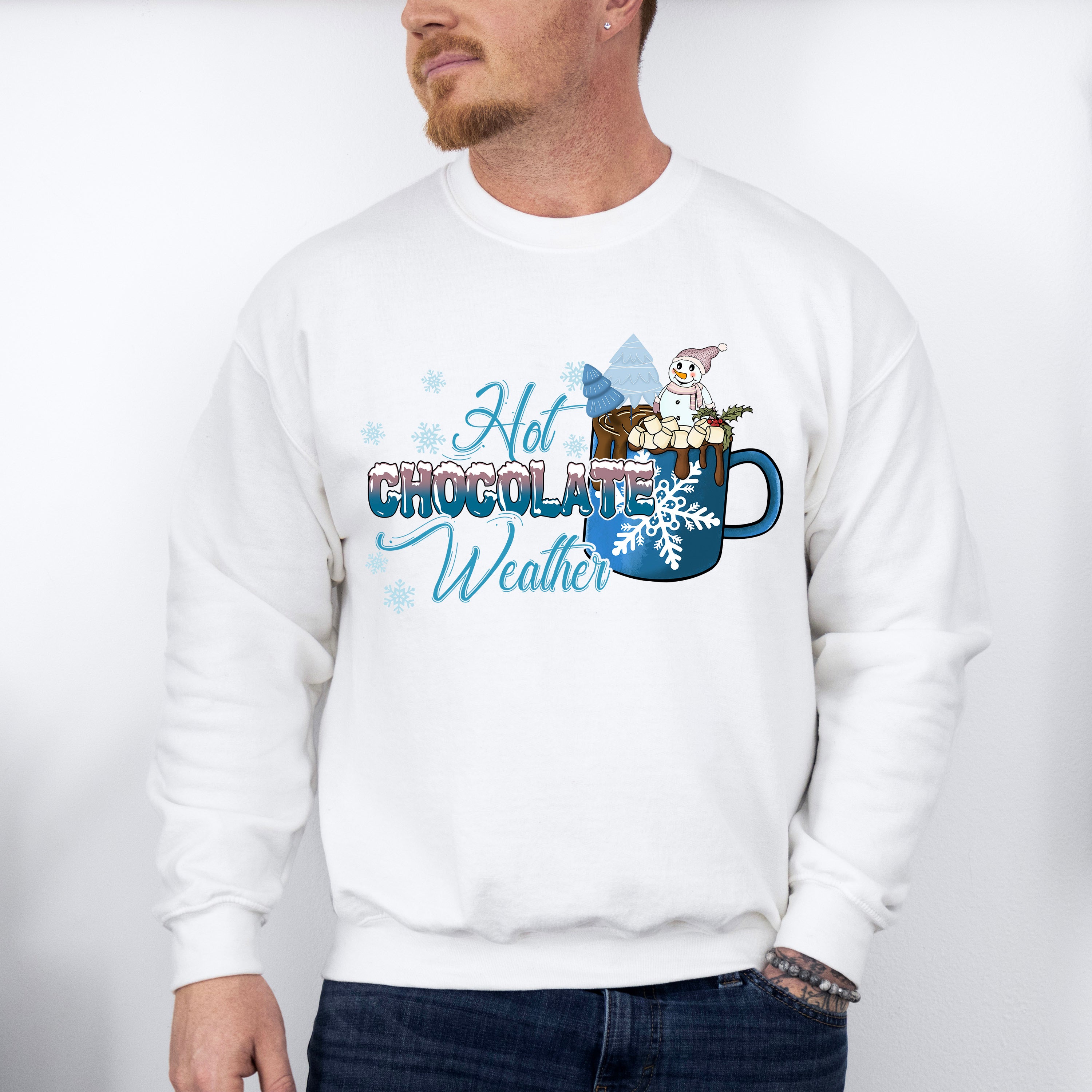 Hot Chocolate Weather Cup Design - Winter Unisex Crewneck T-Shirt Sweatshirt Hoodie