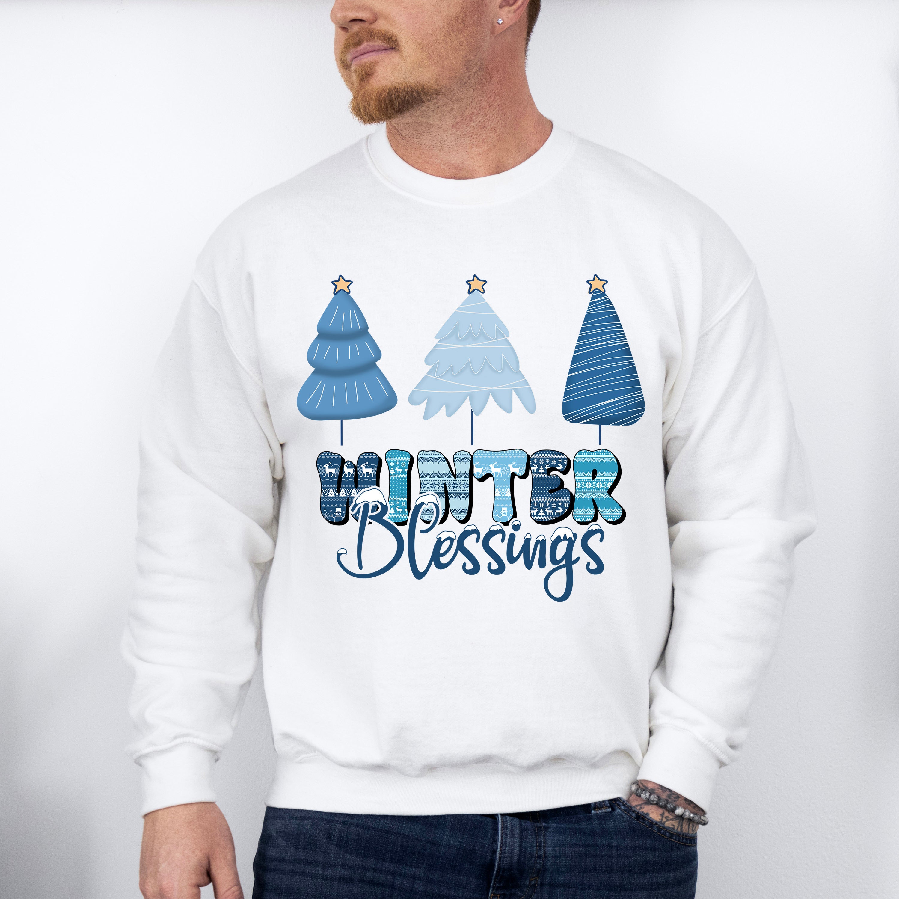 Winter Blessings Tree Design - Winter Unisex Crewneck T-Shirt Sweatshirt Hoodie