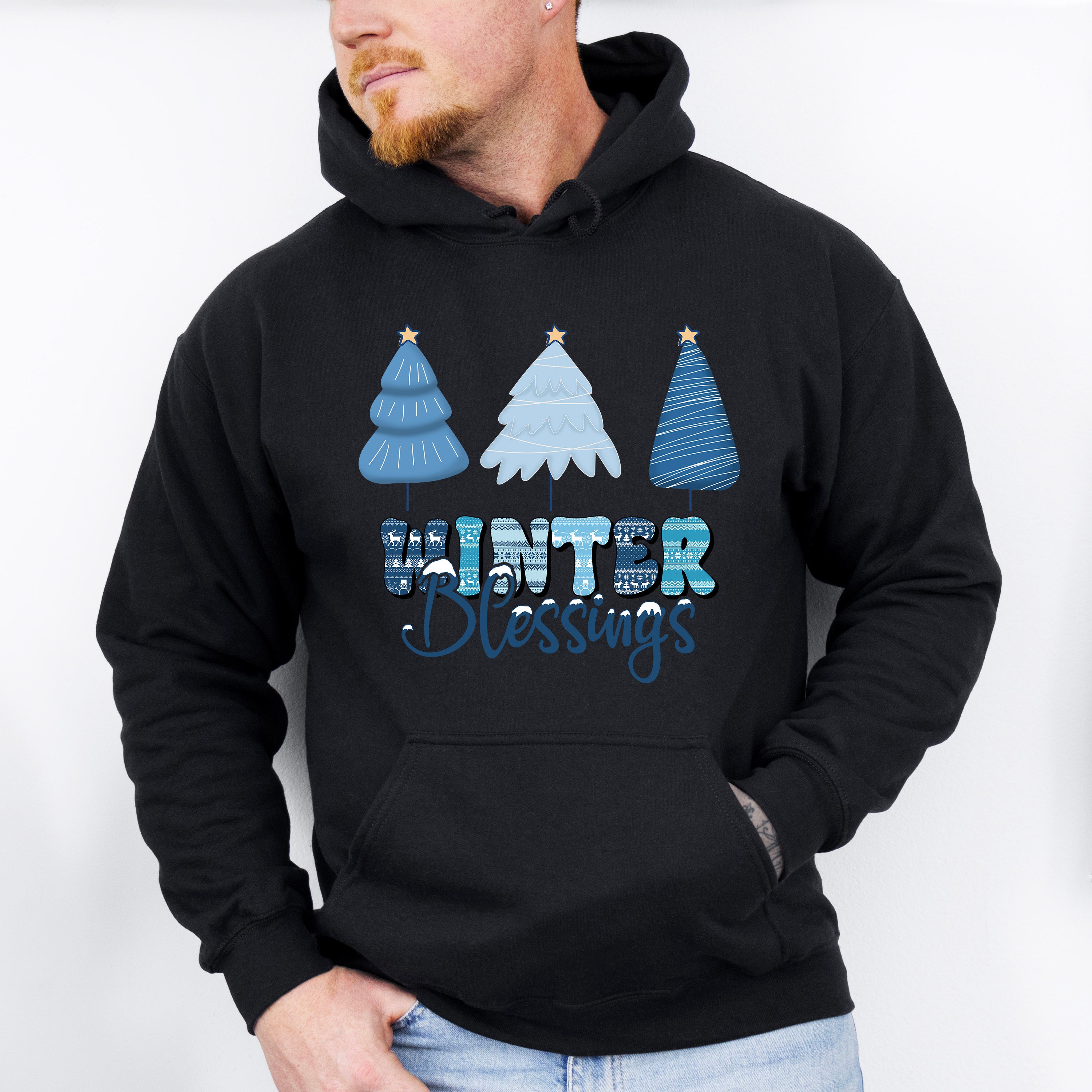 Winter Blessings Tree Design - Winter Unisex Crewneck T-Shirt Sweatshirt Hoodie