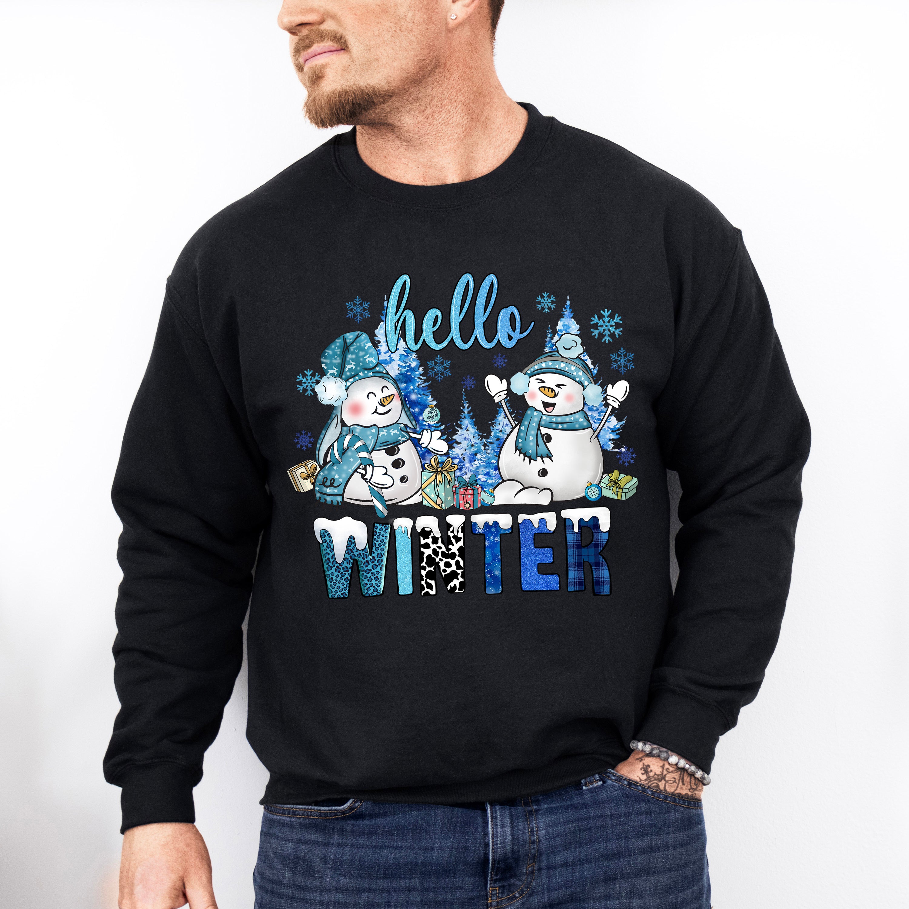 Hello Winter Design - Winter Unisex Crewneck T-Shirt Sweatshirt Hoodie