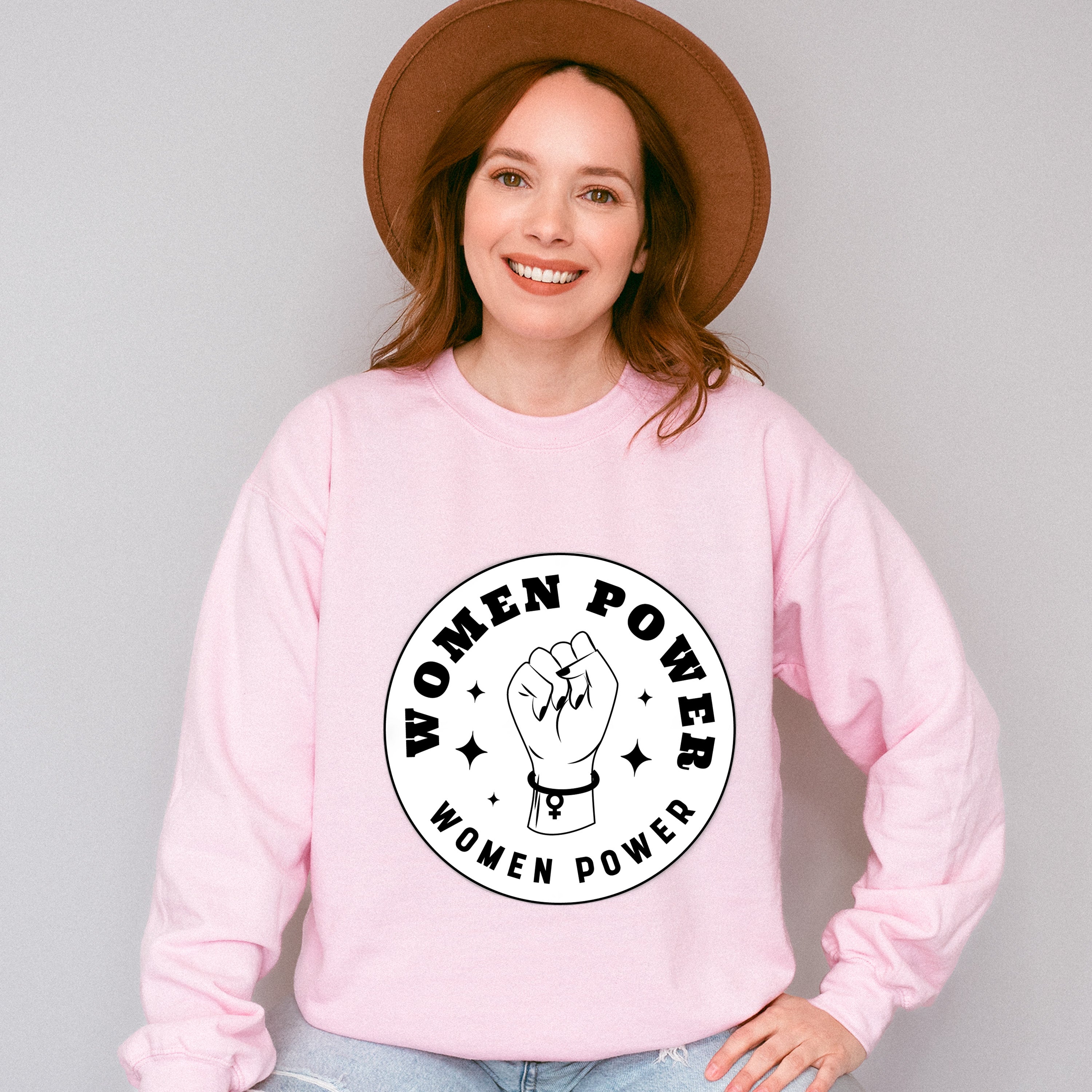 Women Power Rising Fist Design - Feminism Theme Unisex Crewneck T-Shirt Sweatshirt Hoodie