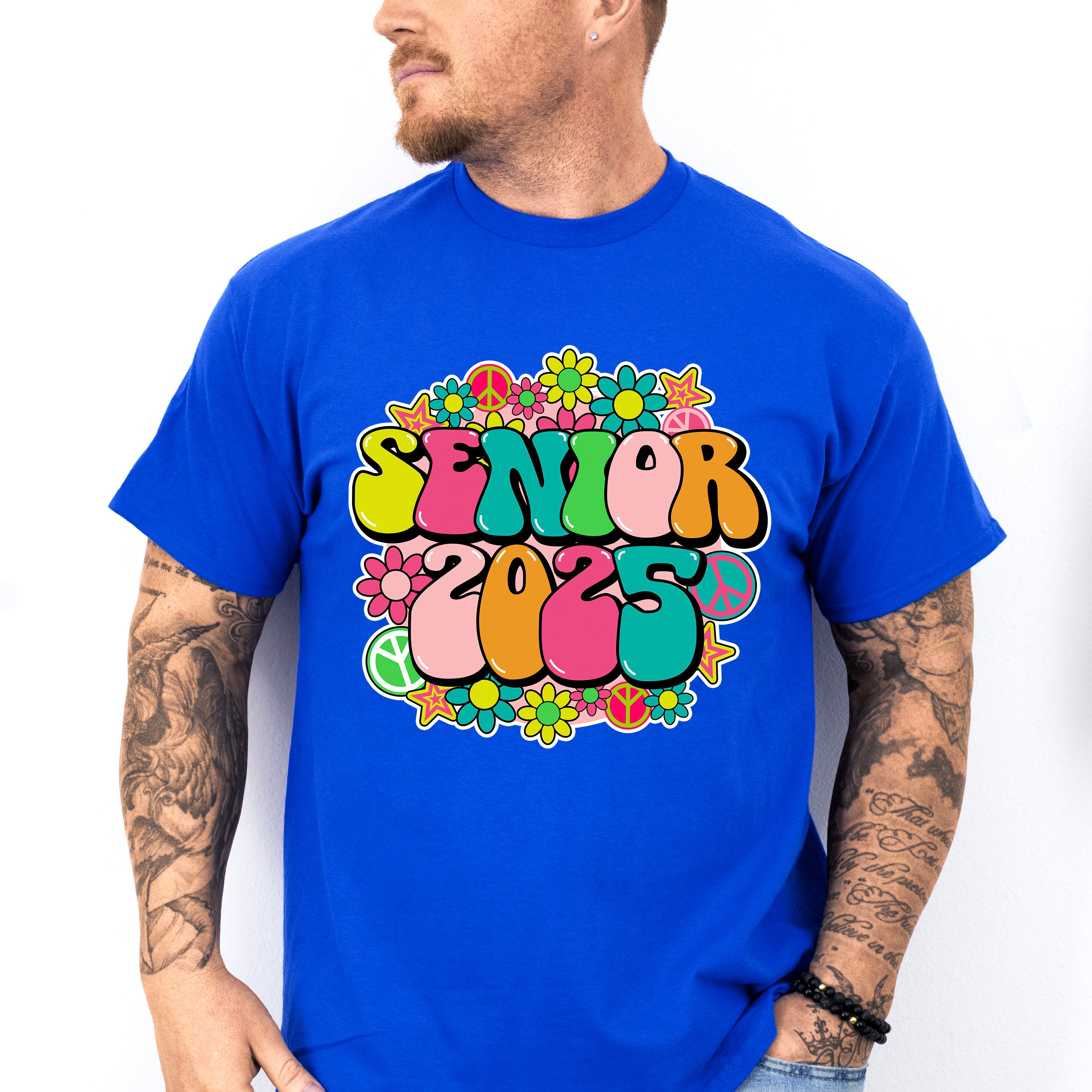 Senior 2025 Flower Design - Graduation Unisex Crewneck T-Shirt Sweatshirt Hoodie