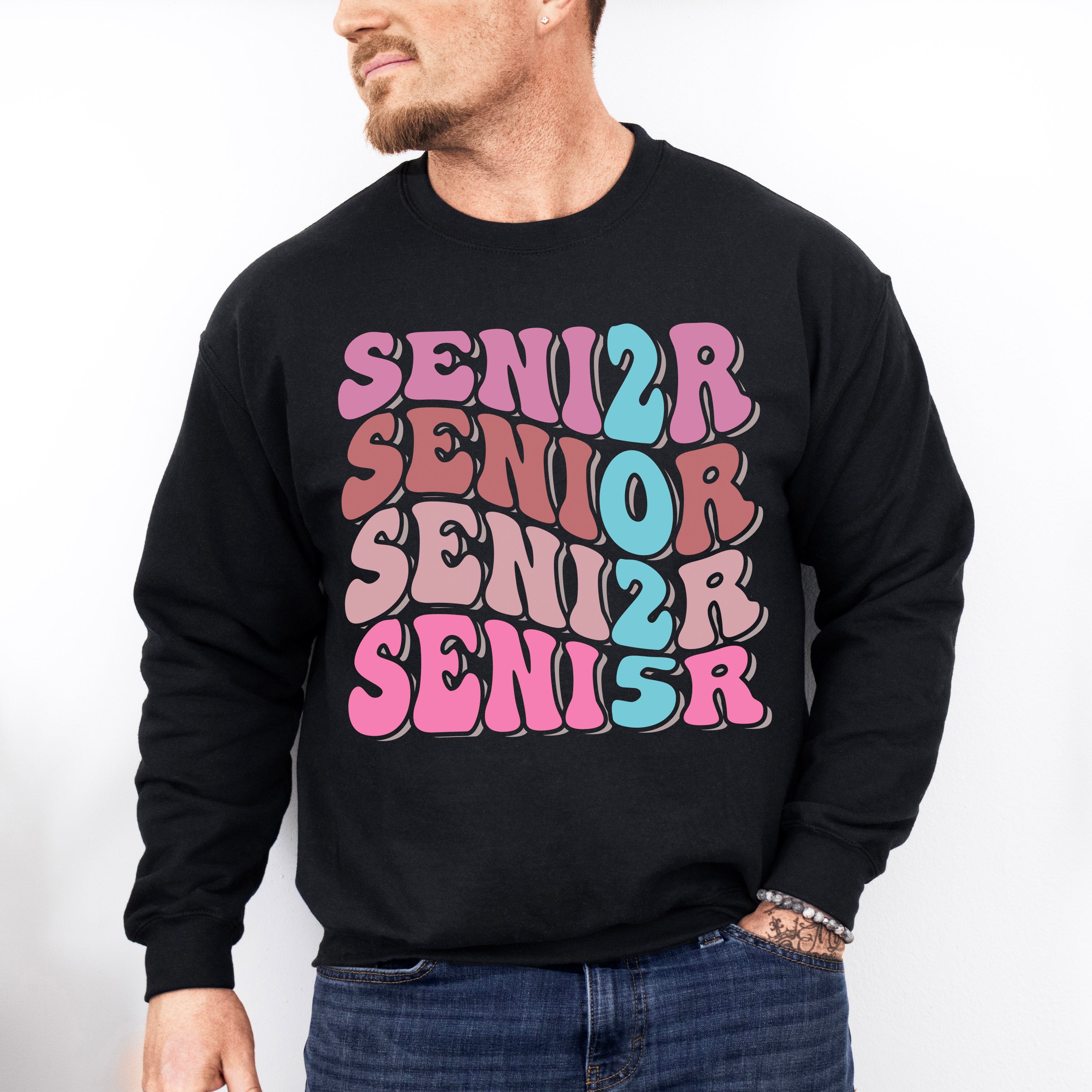 Senior 2025 Vertical Design - Graduation Unisex Crewneck T-Shirt Sweatshirt Hoodie