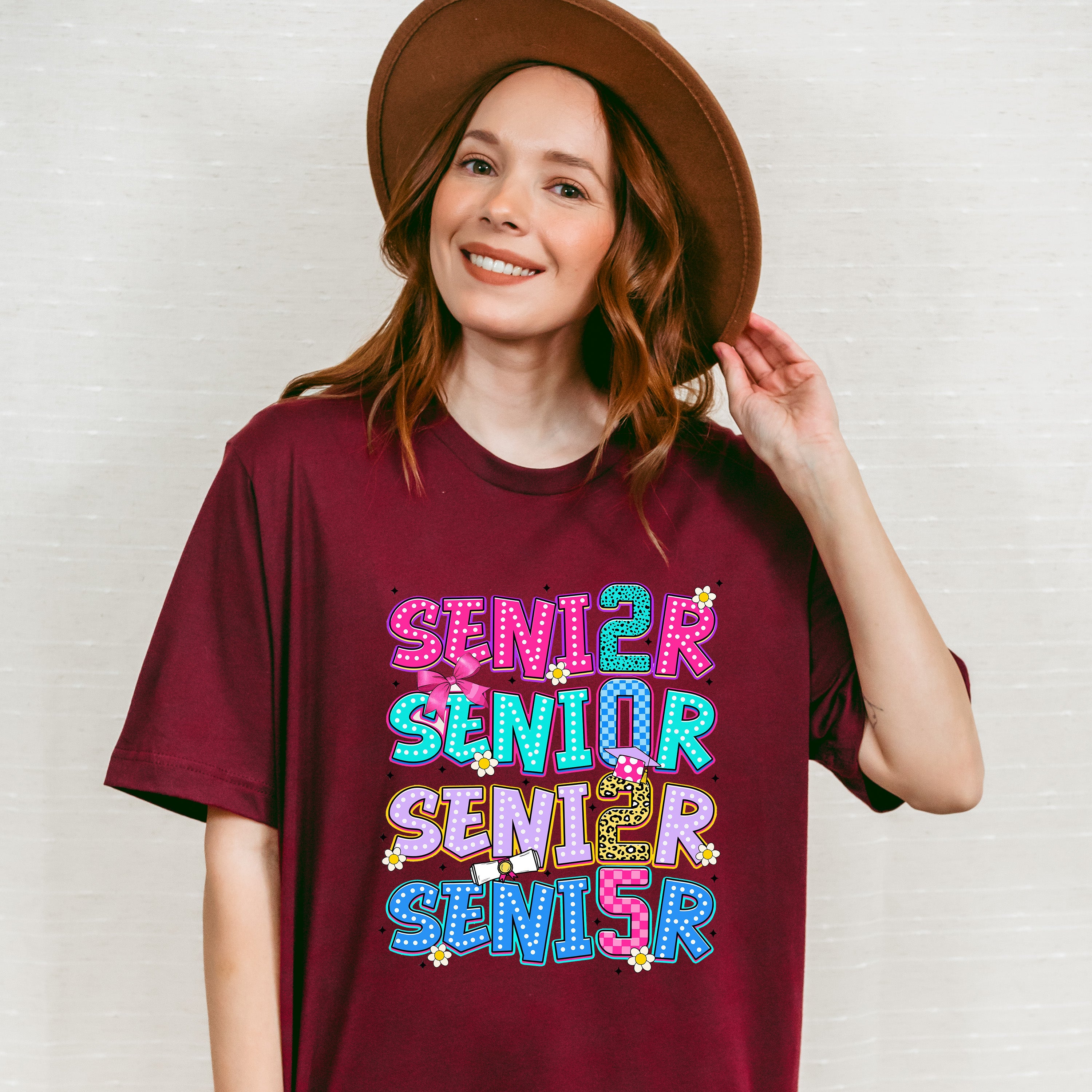 Senior 2025 Vertical Colorful Design - Graduation Unisex Crewneck T-Shirt Sweatshirt Hoodie