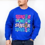 Senior 2025 Vertical Colorful Design - Graduation Unisex Crewneck T-Shirt Sweatshirt Hoodie