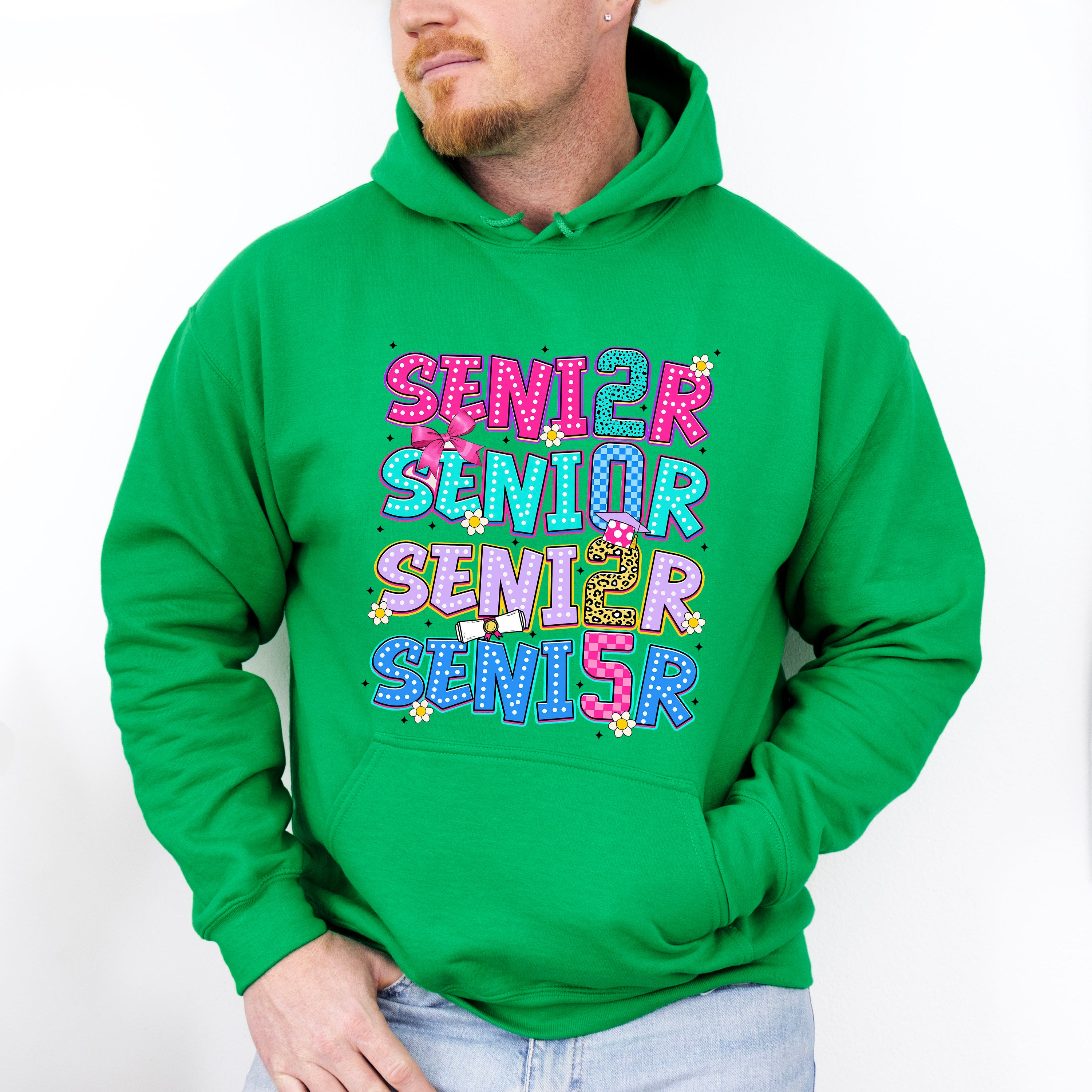 Senior 2025 Vertical Colorful Design - Graduation Unisex Crewneck T-Shirt Sweatshirt Hoodie