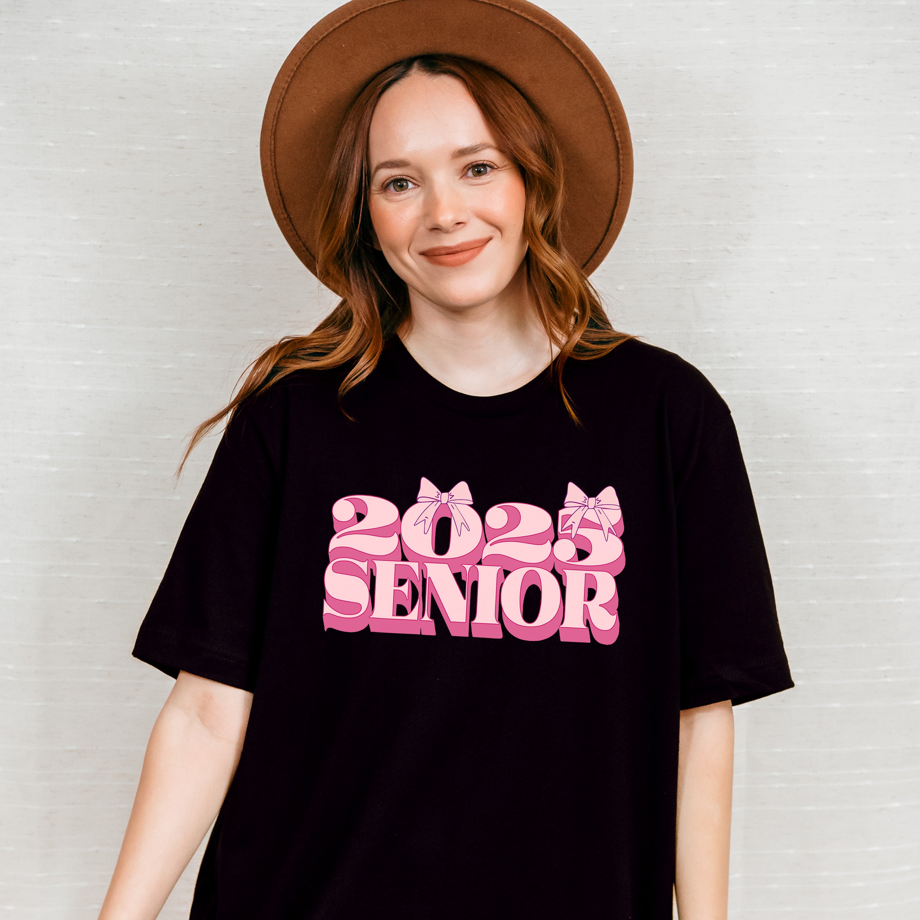 2025 Senior Pink Ribbon Design - Graduation Unisex Crewneck T-Shirt Sweatshirt Hoodie