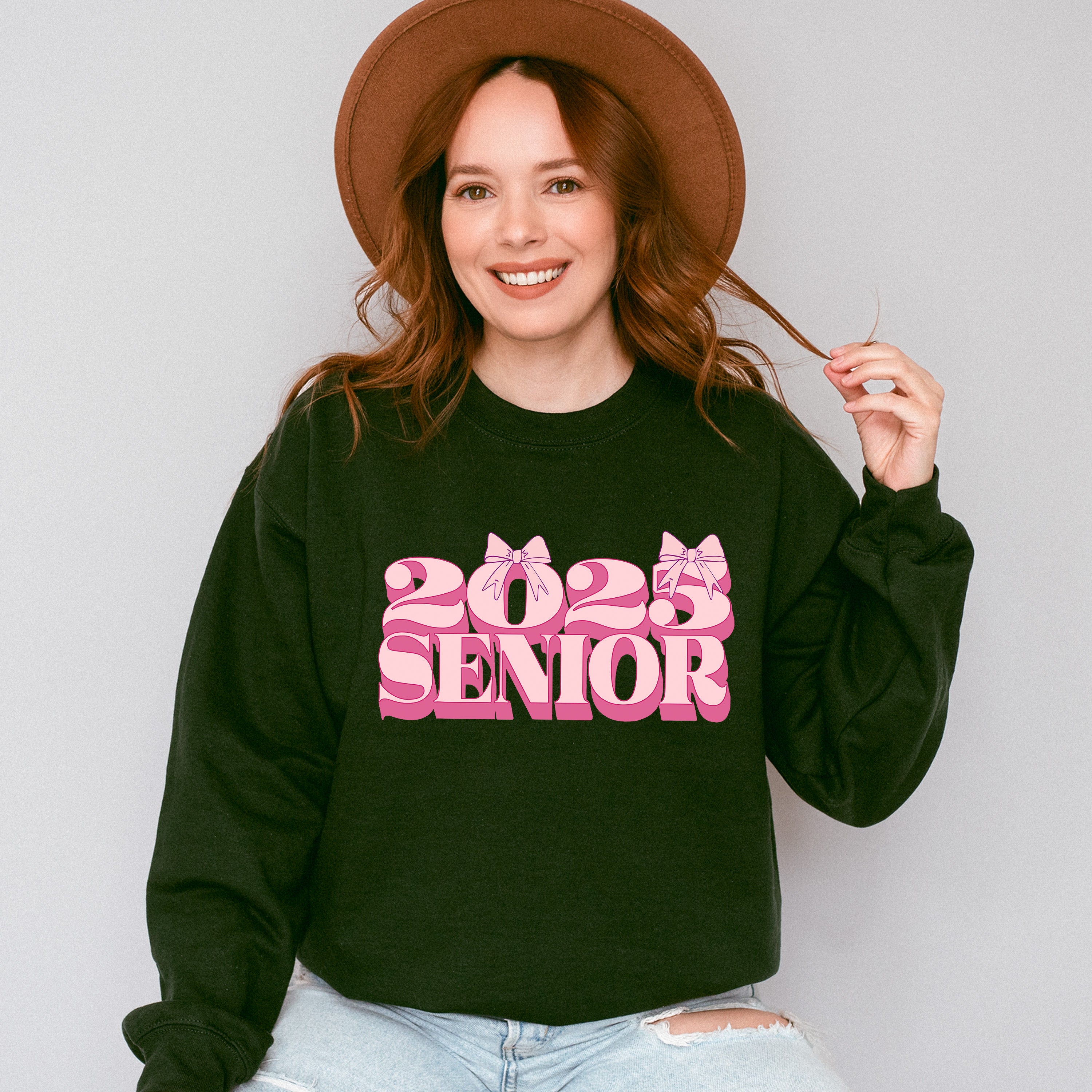 2025 Senior Pink Ribbon Design - Graduation Unisex Crewneck T-Shirt Sweatshirt Hoodie