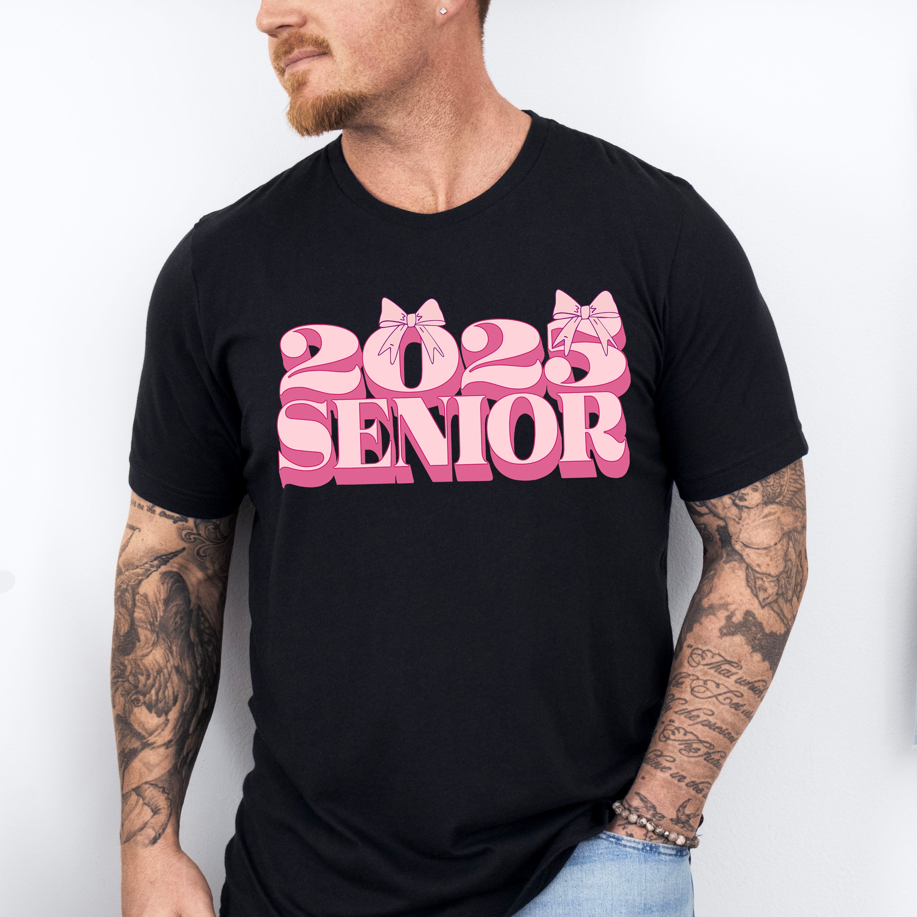 2025 Senior Pink Ribbon Design - Graduation Unisex Crewneck T-Shirt Sweatshirt Hoodie