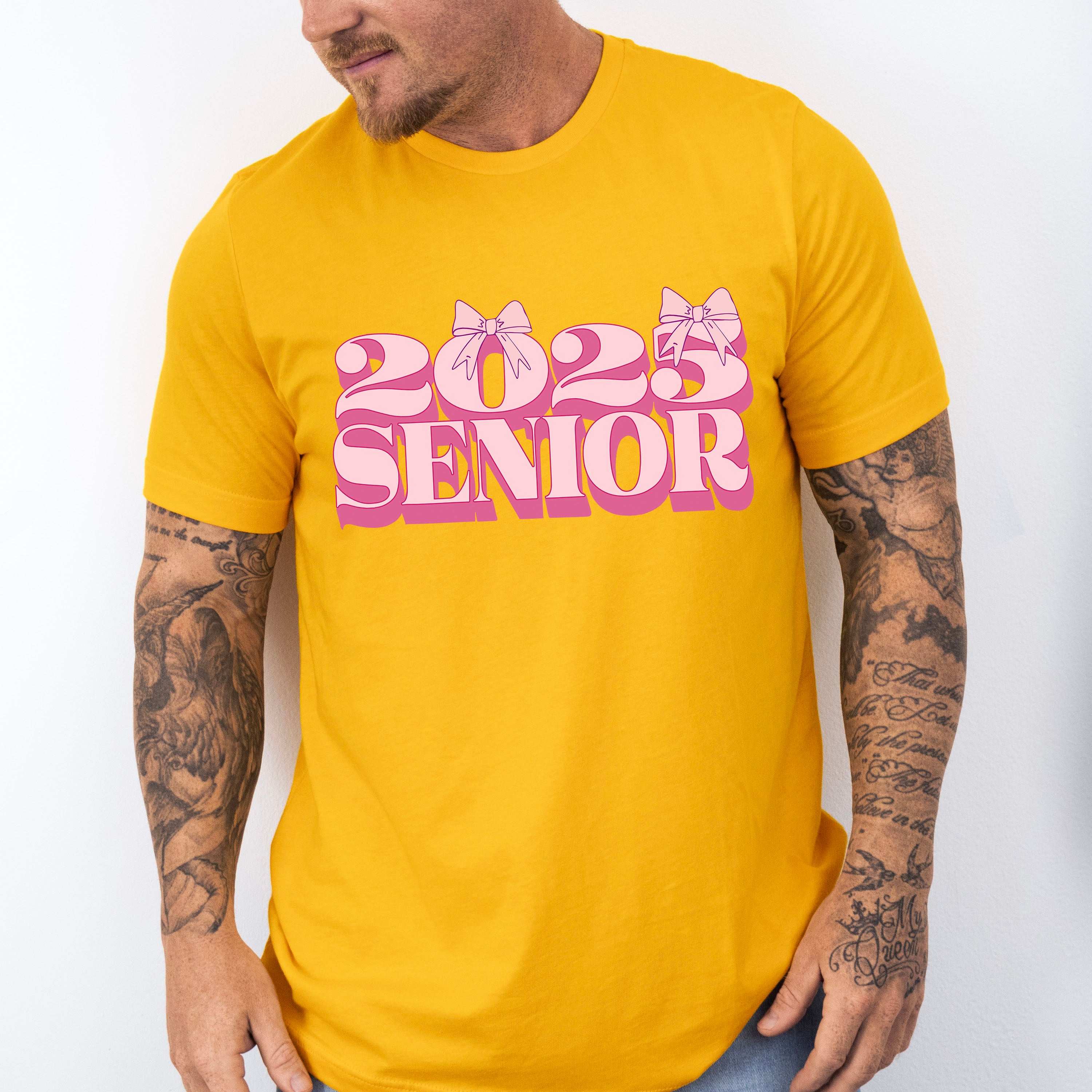 2025 Senior Pink Ribbon Design - Graduation Unisex Crewneck T-Shirt Sweatshirt Hoodie