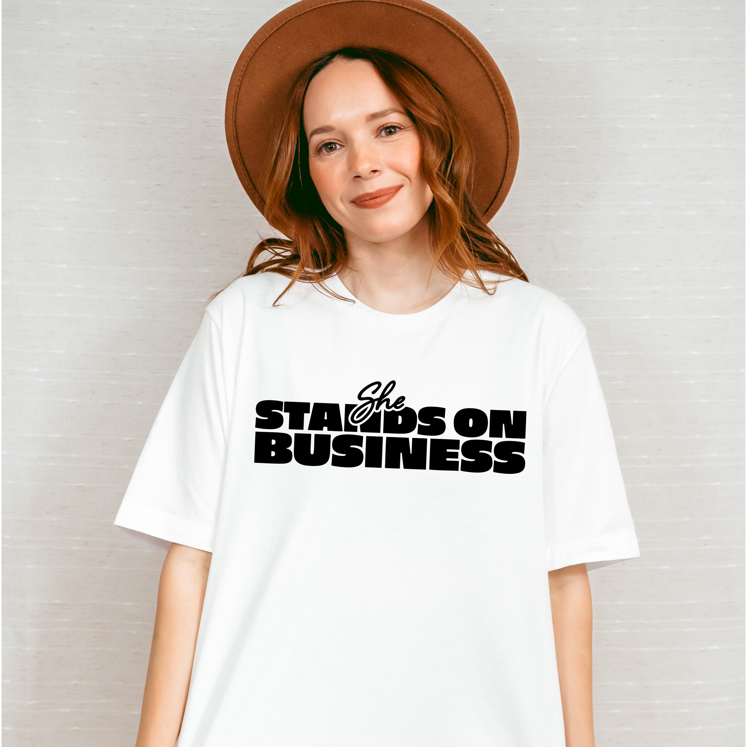 She Stands On Business - Feminism Theme Unisex Crewneck T-Shirt Sweatshirt Hoodie