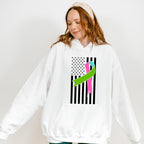 Ribbon USA Flag Design - Metastatic Breast Cancer Unisex Crewneck T-Shirt Sweatshirt Hoodie