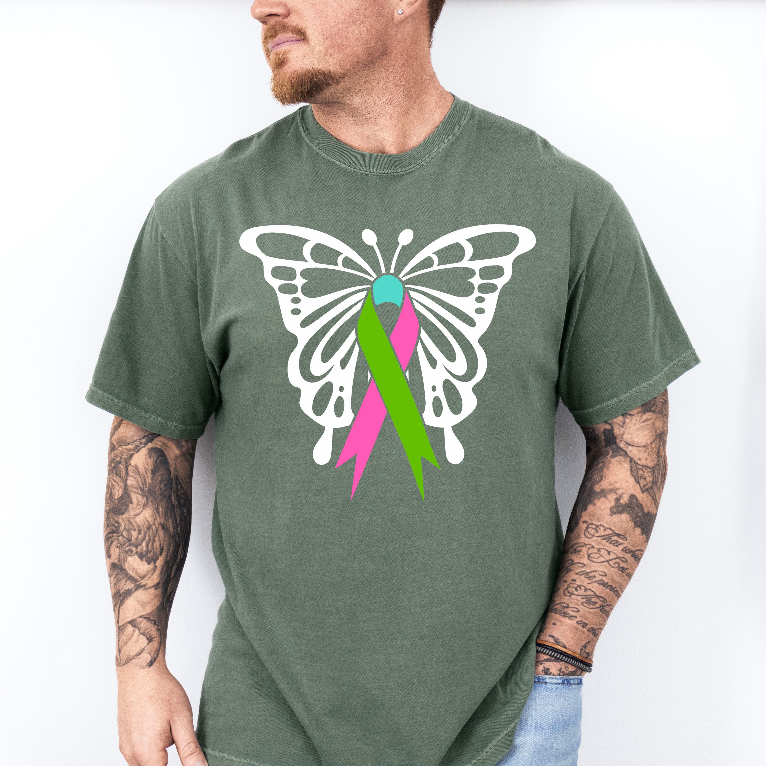 Butterfly Ribbon Design - Metastatic Breast Cancer Unisex Crewneck T-Shirt Sweatshirt Hoodie